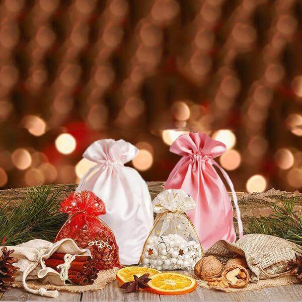 12 Pack 6"x9" Peach Satin Drawstring Wedding Party Favor Gift Bags