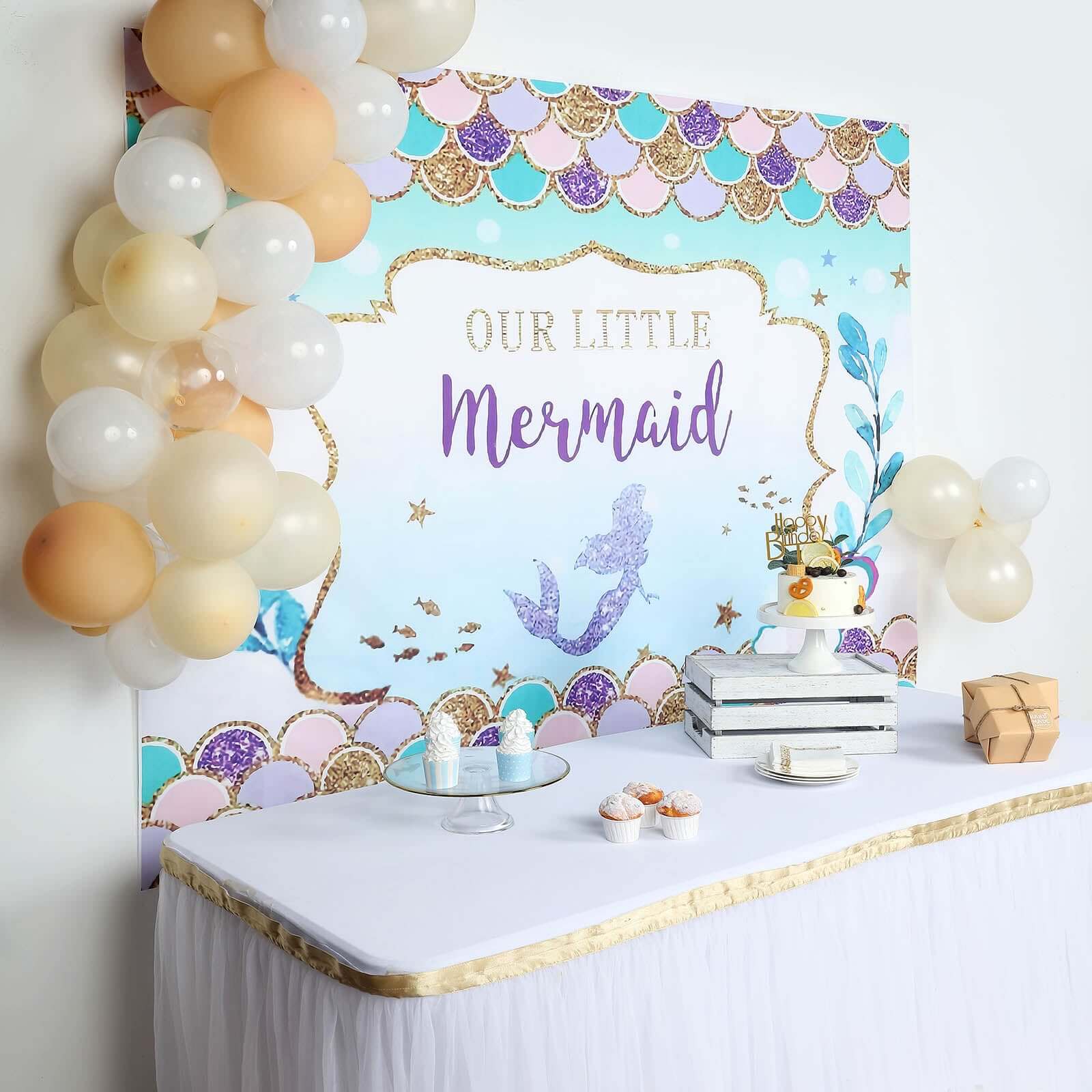 5ftx7ft "Our Little Mermaid" Print Vinyl Photo Shoot Backdrop
