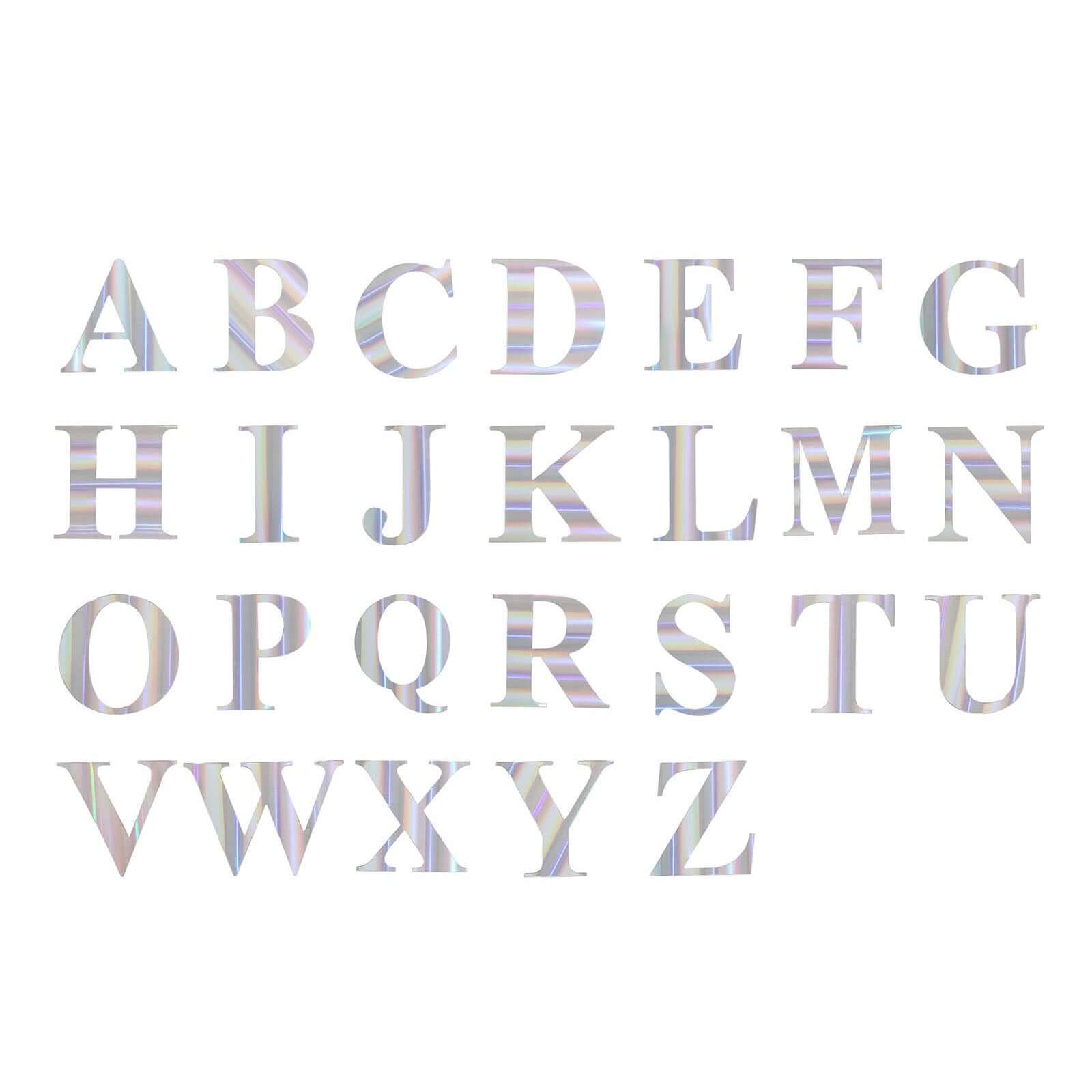 4 Pack 5" Iridescent Alphabet Stickers Banner, Customizable Stick on Letters - A