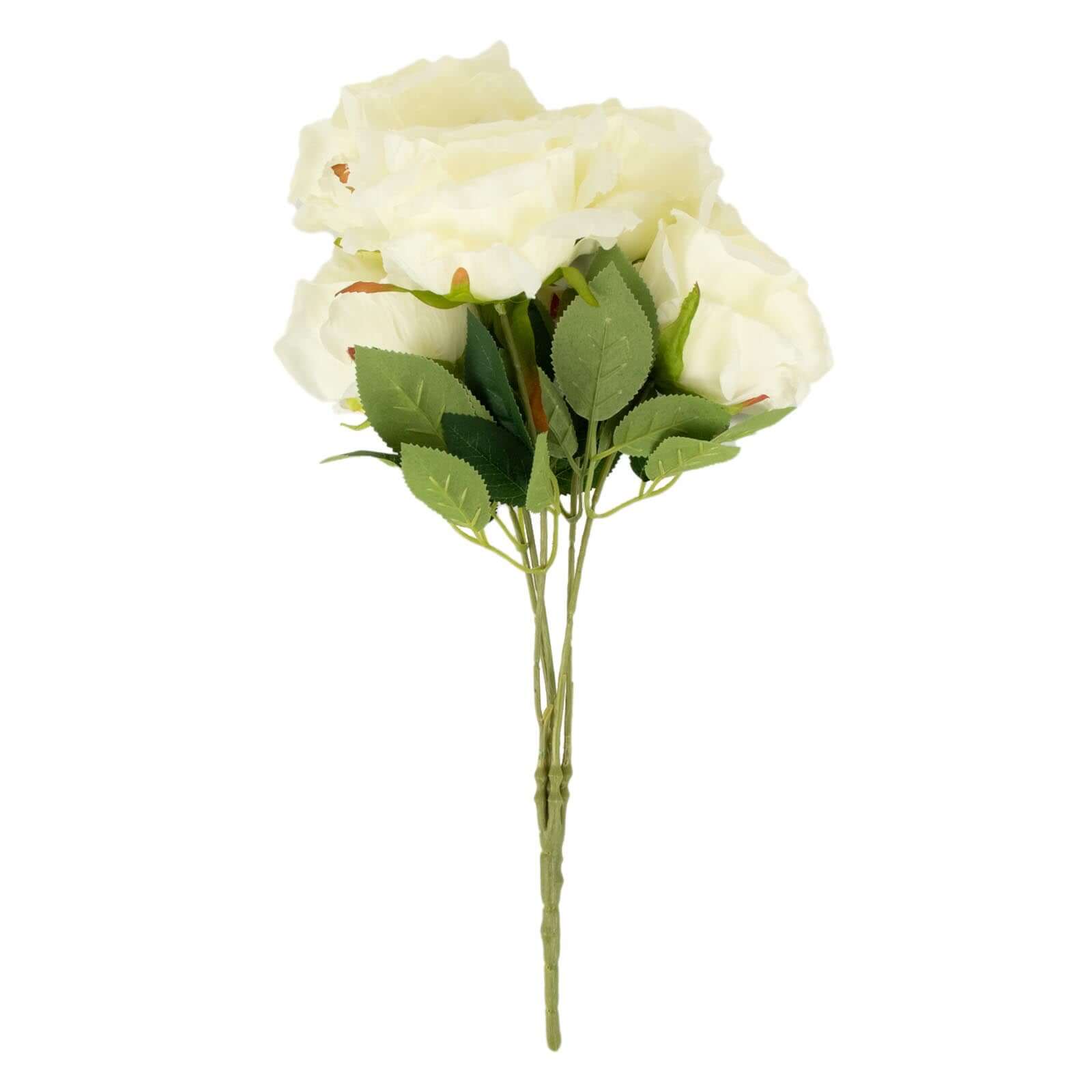 2 Bushes 17" Ivory Premium Silk Jumbo Rose Flower Bouquet, High Quality Artificial Wedding Floral Arrangements