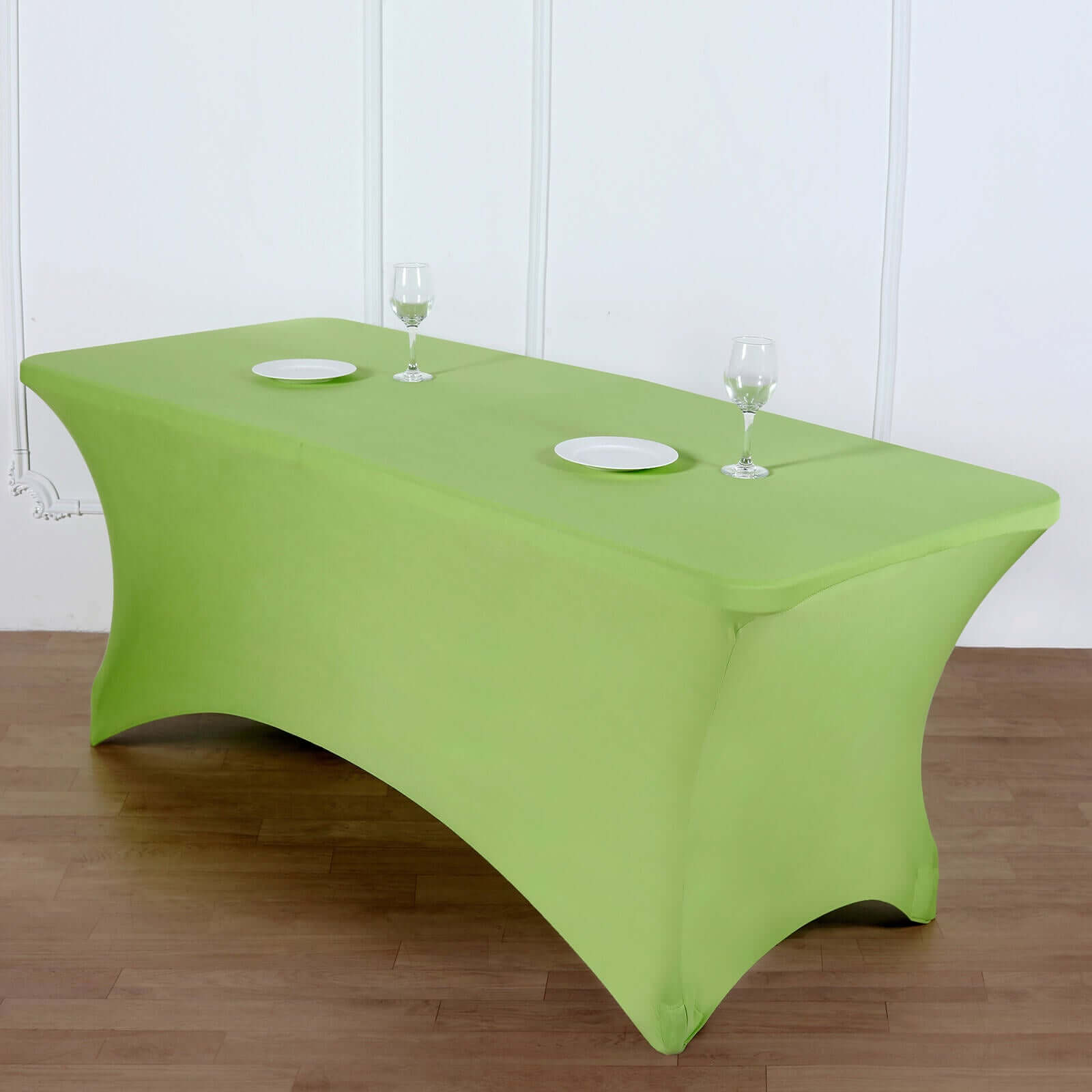 Stretch Spandex 6ft Rectangle Tablecloth Apple Green - Durable Form-Fitting Table Cover