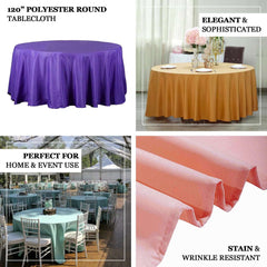 Polyester 120" Round Tablecloth Red - Seamless Wrinkle-Resistant Table Cover