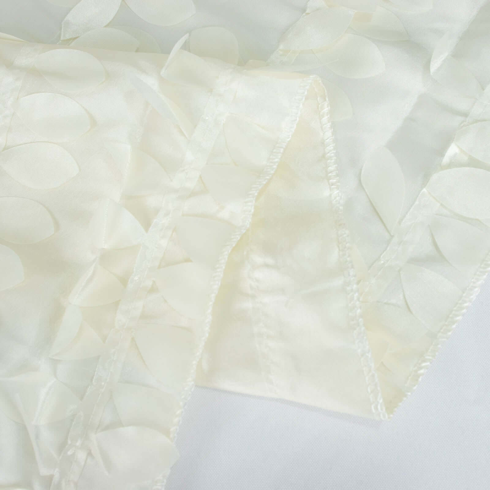 Taffeta 54"x54" Table Overlay Square Tablecloth Ivory 3D Leaf Petal Table Cover