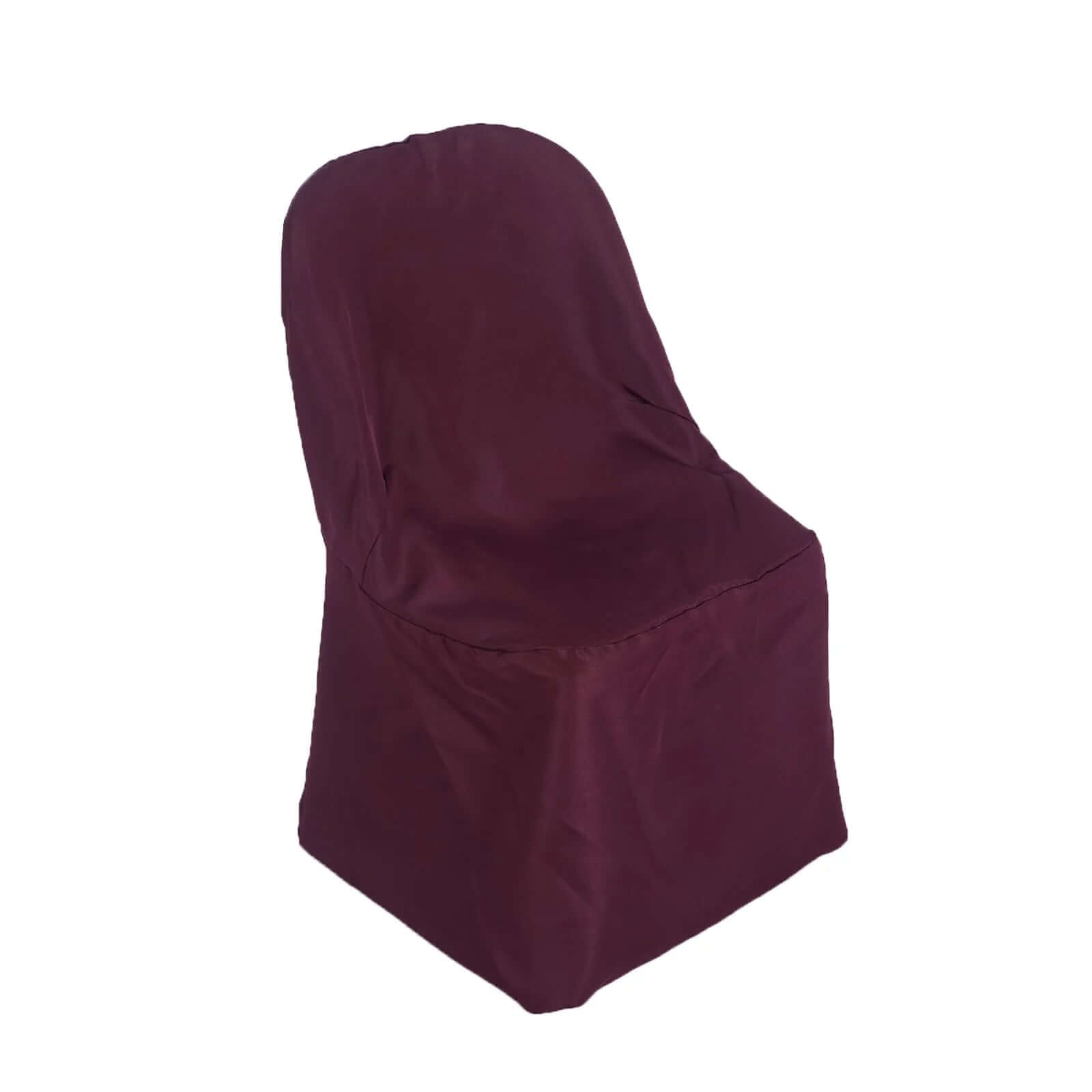 10 Pack Polyester Chair Covers for Folding Chairs Burgundy - Wrinkle-Free Stain-Resistant Slip-On Slipcovers