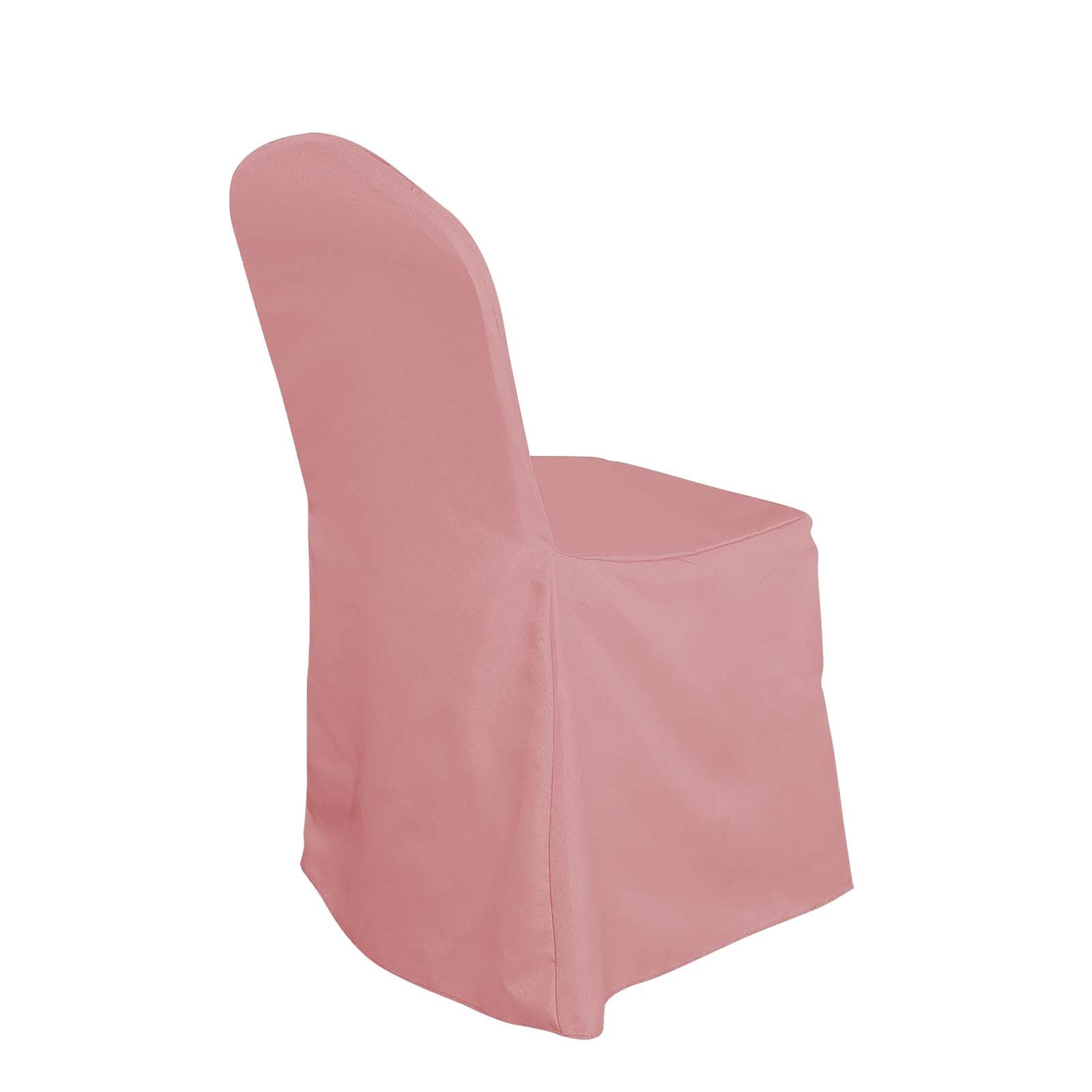Polyester Slip On Banquet Chair Covers Dusty Rose - Stain-Resistant Reusable Durable Fabric