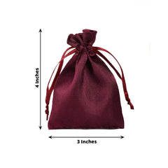12 Pack 3"x4" Burgundy Satin Drawstring Wedding Party Favor Gift Bags