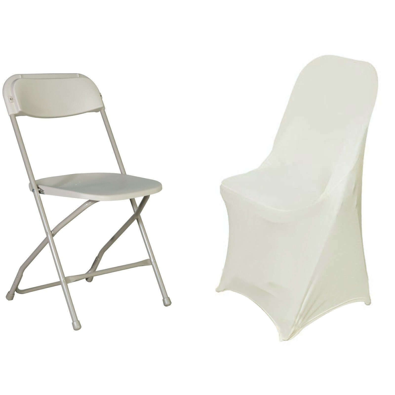 Stretch Spandex Chair Cover Ivory for Folding Chairs - Reusable & Wrinkle-Resistant 160GSM Fitted Slipcover