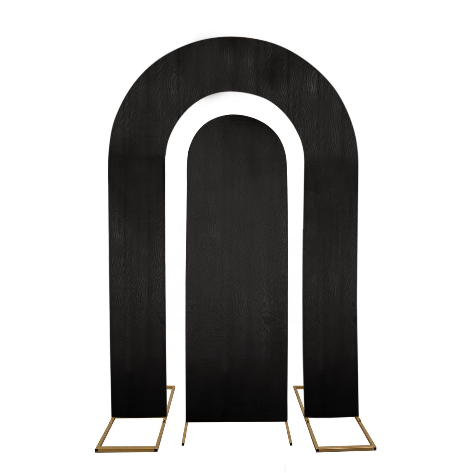 Set of 2 Black Spandex Fitted Wedding Arch Covers for Round Top and Double Arch Chiara Backdrop Stands - 6ft,8ft