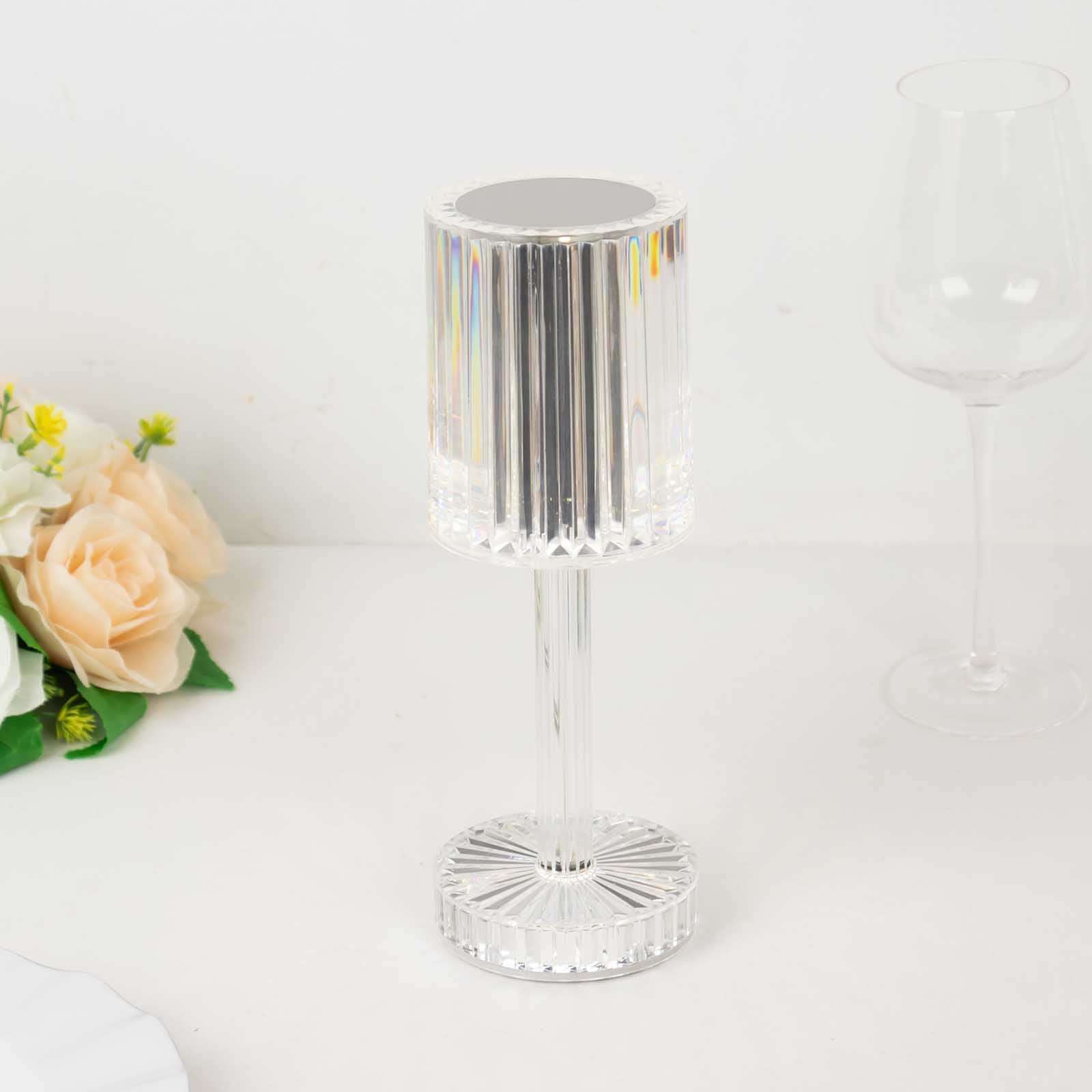 LED Acrylic Table Lamp Cylinder Design Color Changing - Rechargeable Cordless RGB Touch Control Light 10"