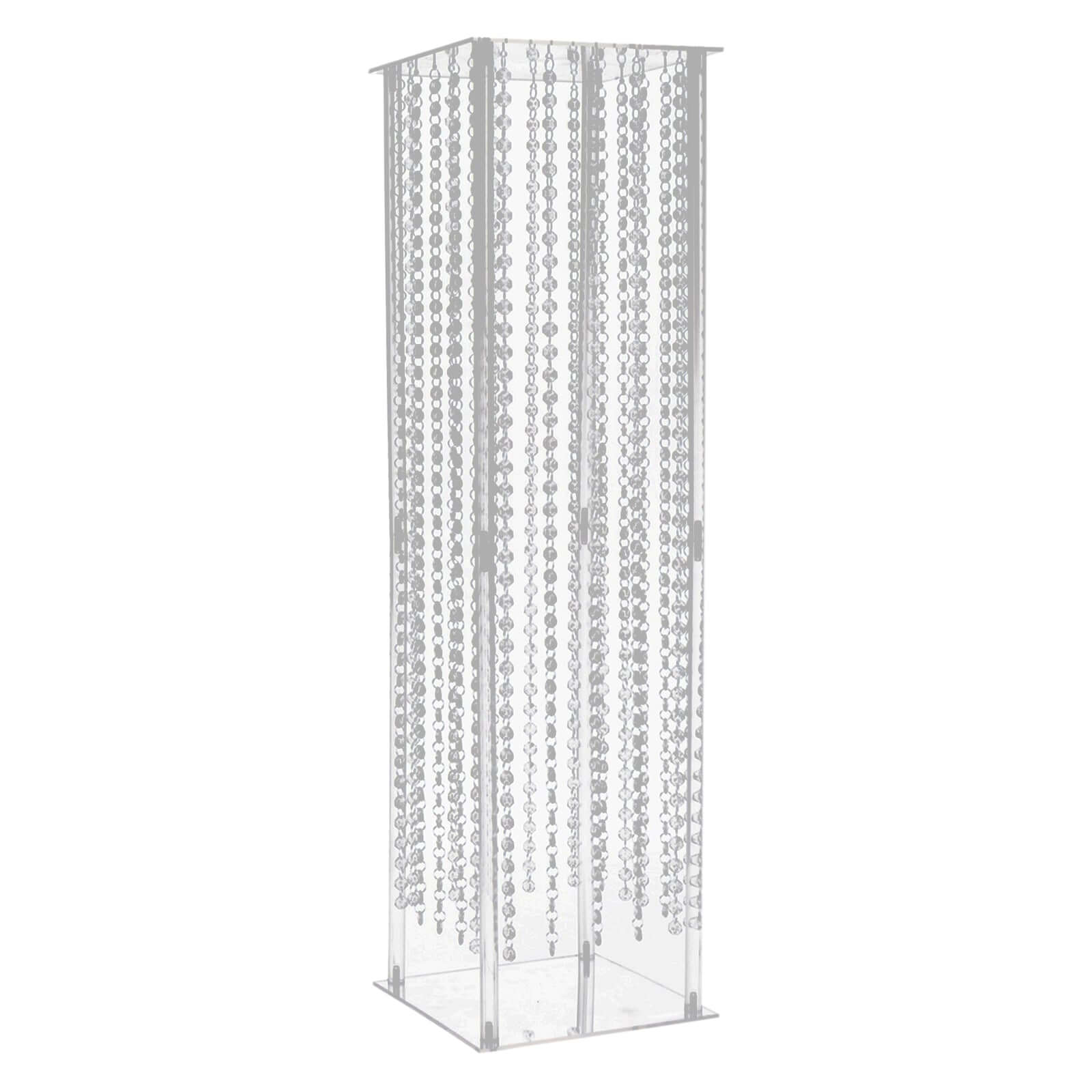Acrylic Flower Pedestal Vase Pillar Stand with Crystal Beads Clear - Stylish Wedding Floor Centerpiece 40"