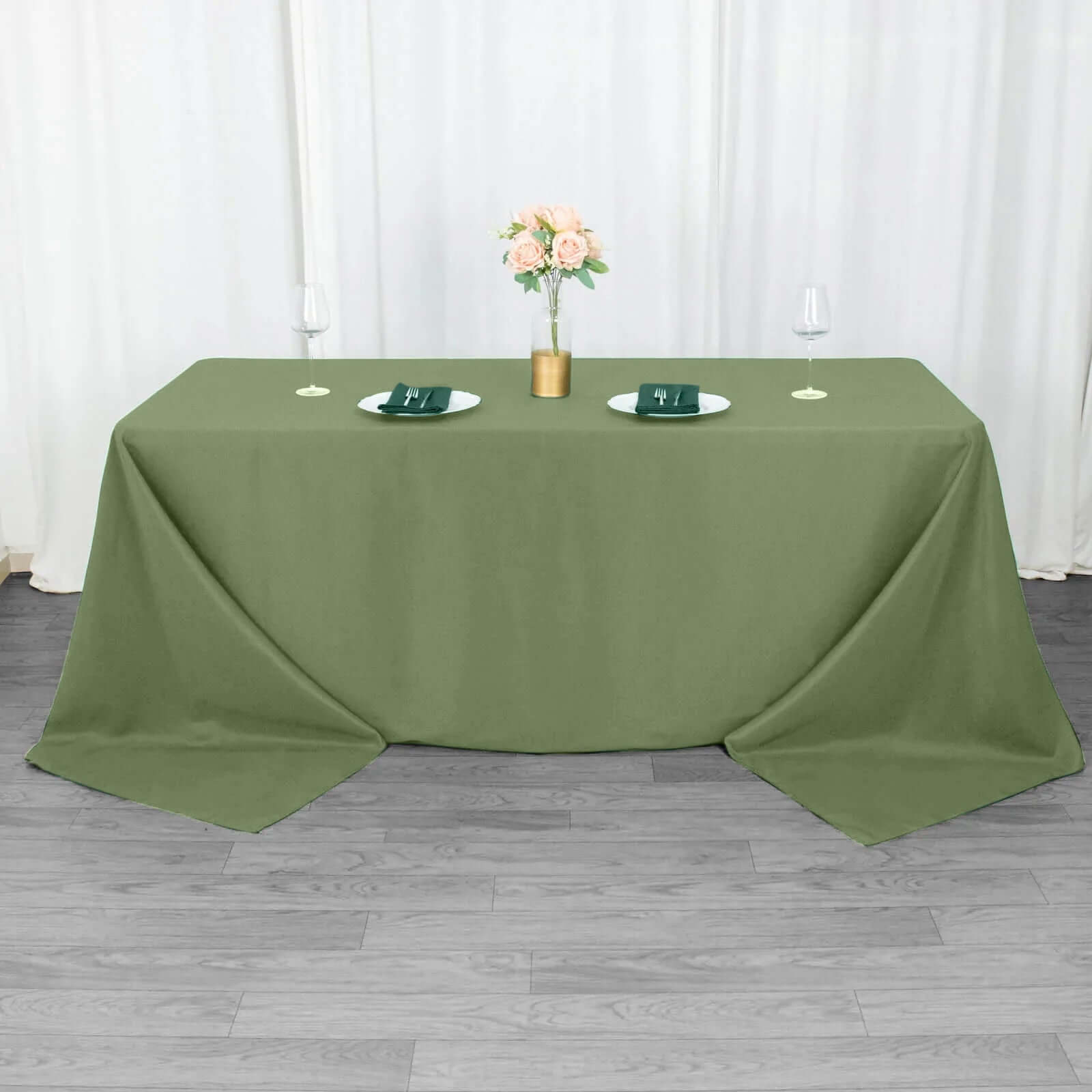 Premium Polyester 90"x132" Rectangle Tablecloth Dusty Sage Green - Seamless 220GSM Stain-Resistant Table Cover