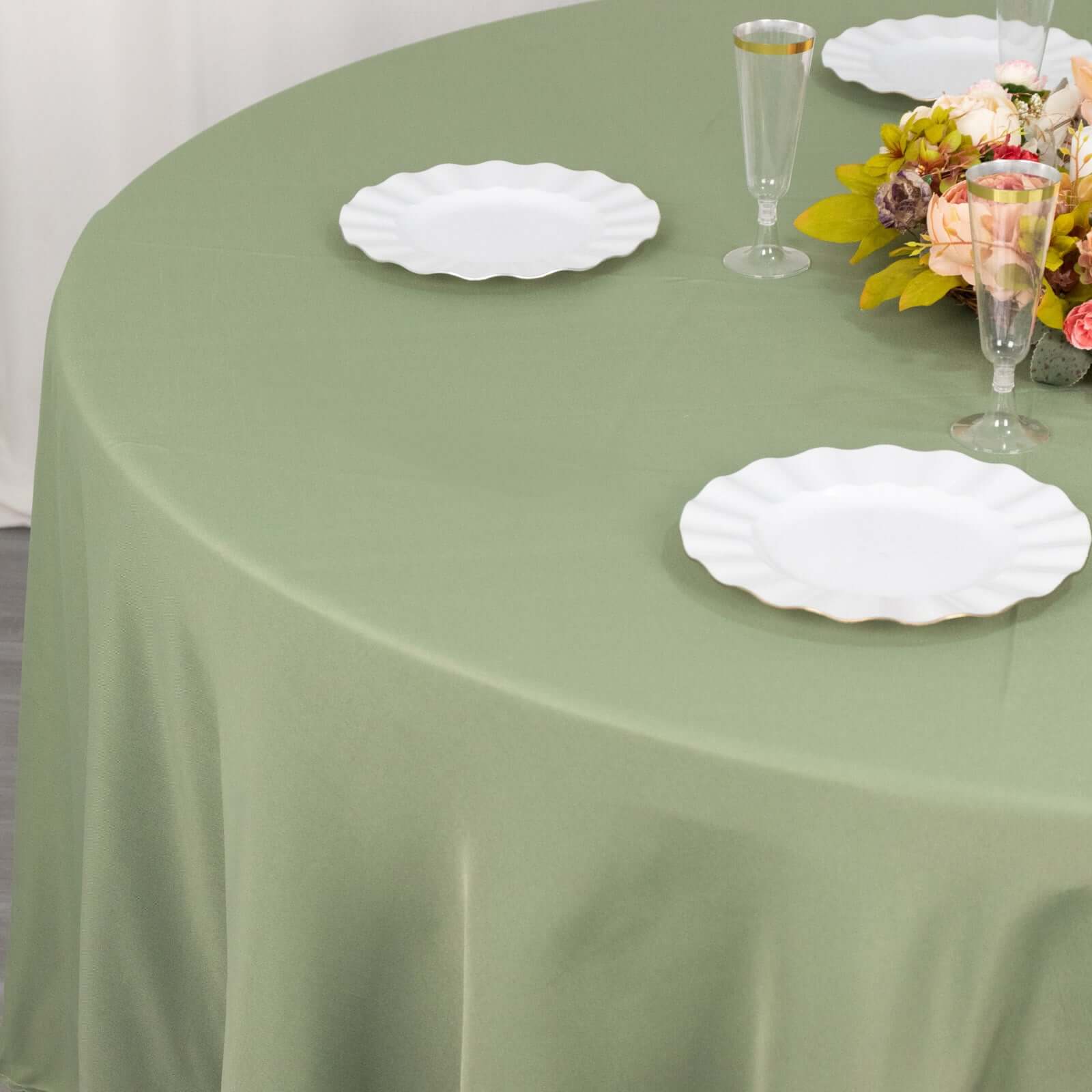 Premium Polyester 90" Round Tablecloth Dusty Sage Green - Stain and Wrinkle-Resistant Design with 220GSM Thickness Table Cover