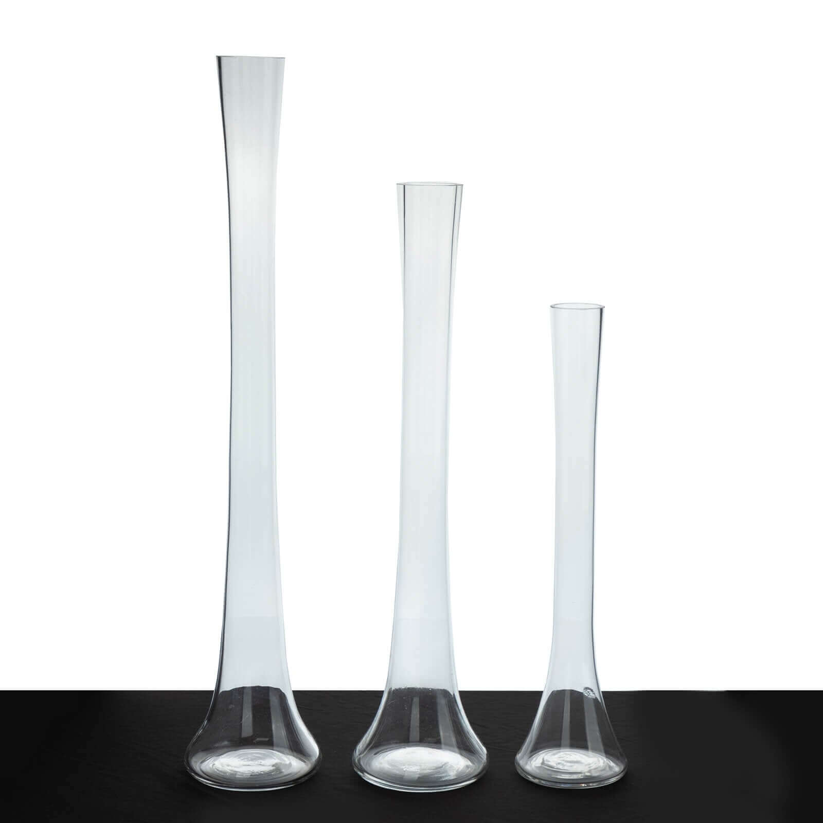 6-Pack Glass Eiffel Tower Vases Clear with Round Base - Tall Skinny Flower Bud Wedding Centerpieces 16"