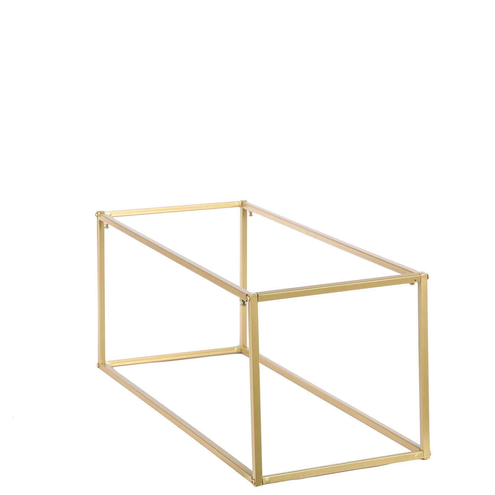 2-Pack Wedding Flower Stand Gold Metal Geometric Column Frame Rectangular - Versatile Floral Pedestal for Sophisticated Arrangements 24"