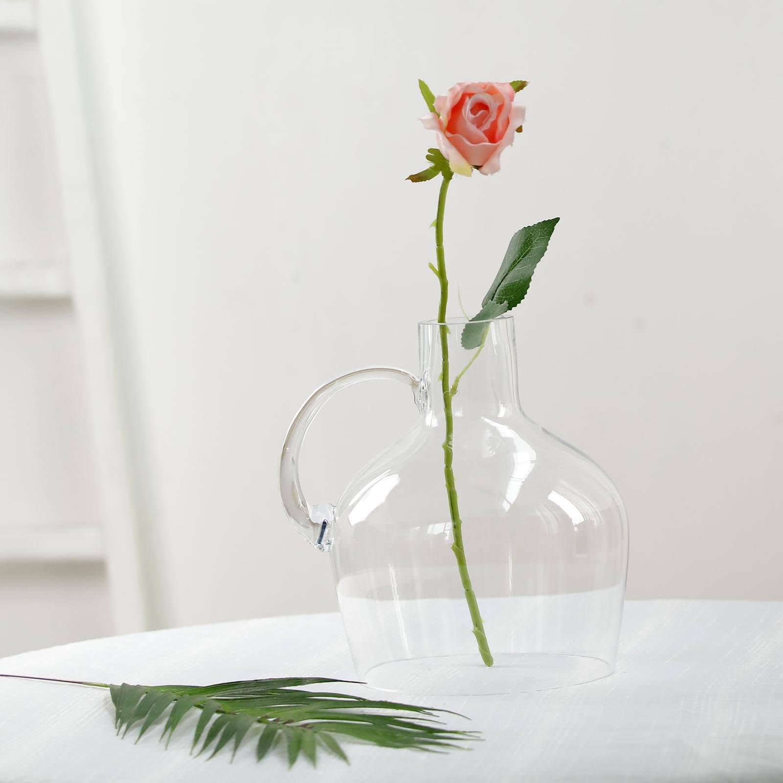 Glass Candle Holder Cloche Jar Dome Clear with Wooden Base - Stylish Centerpiece for Floral Displays 10"