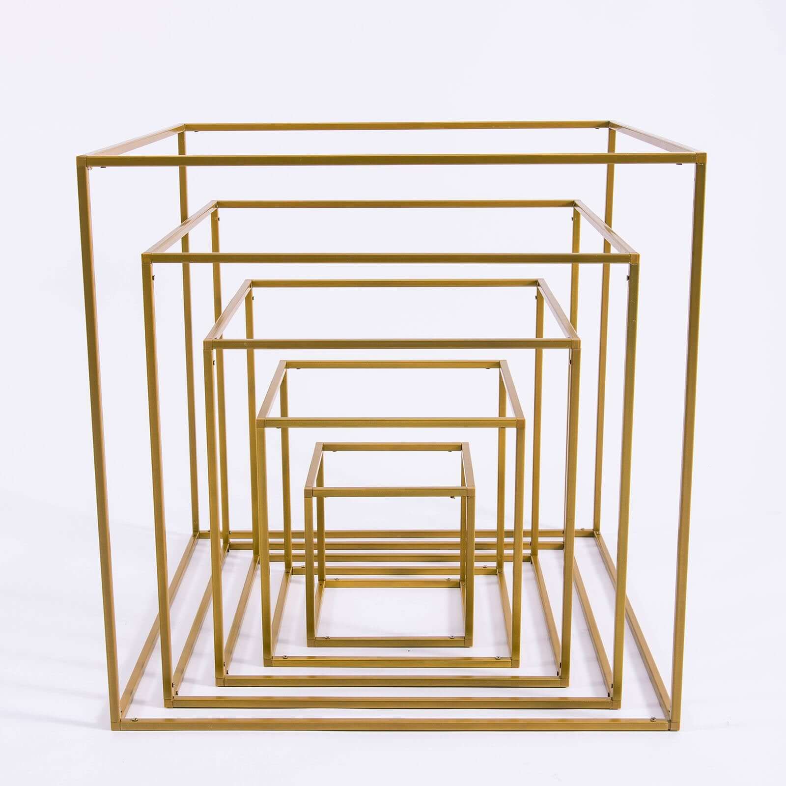 2-Pack Metal Flower Stands Gold Geometric Wedding Centerpieces Square Frame - Compact Design 8"