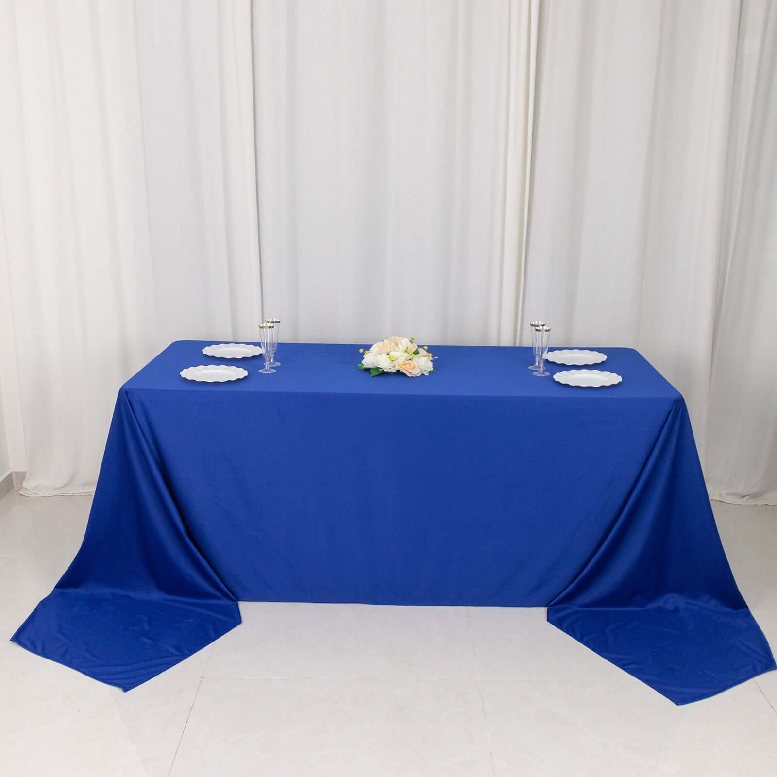 Scuba Rectangular 90"x156" Tablecloth Royal Blue - Wrinkle Free, Stain Resistant & Seamless Table Cover