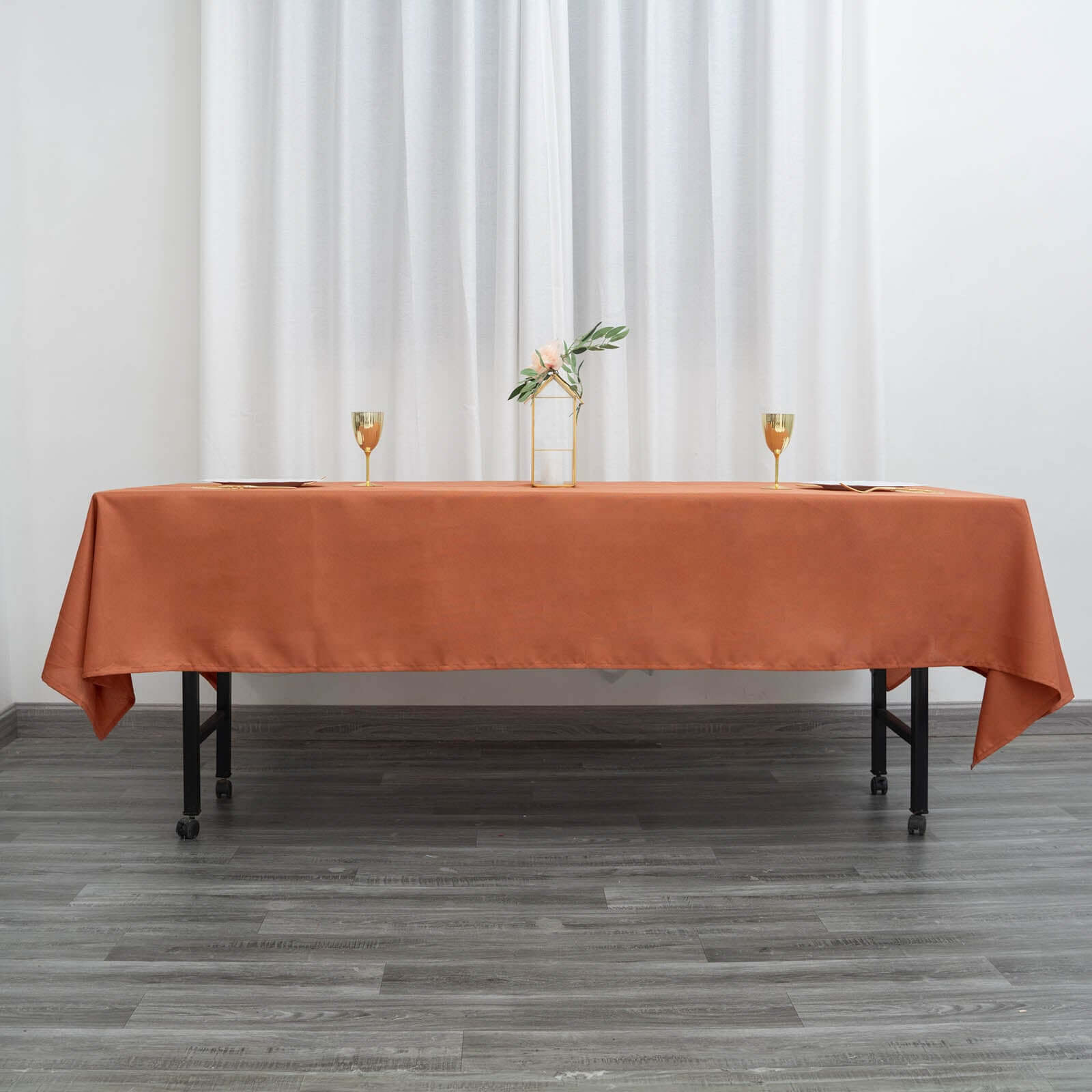 Polyester 60"x102" Rectangle Tablecloth Terracotta (Rust) - Durable Table Cover