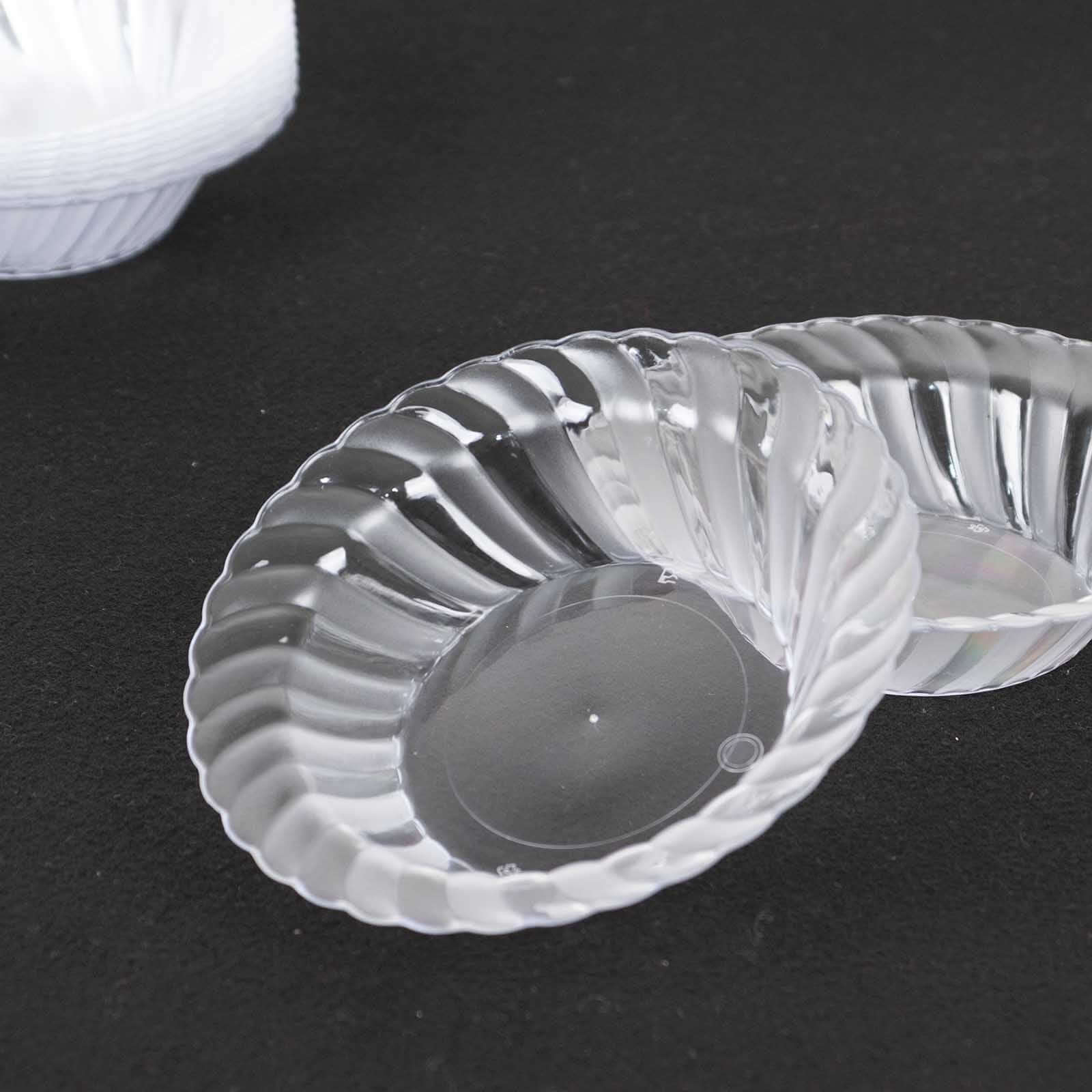 10-Pack Hard Plastic Fruit Bowls Clear Flared Design - Durable Disposable Bowls for Desserts 5oz