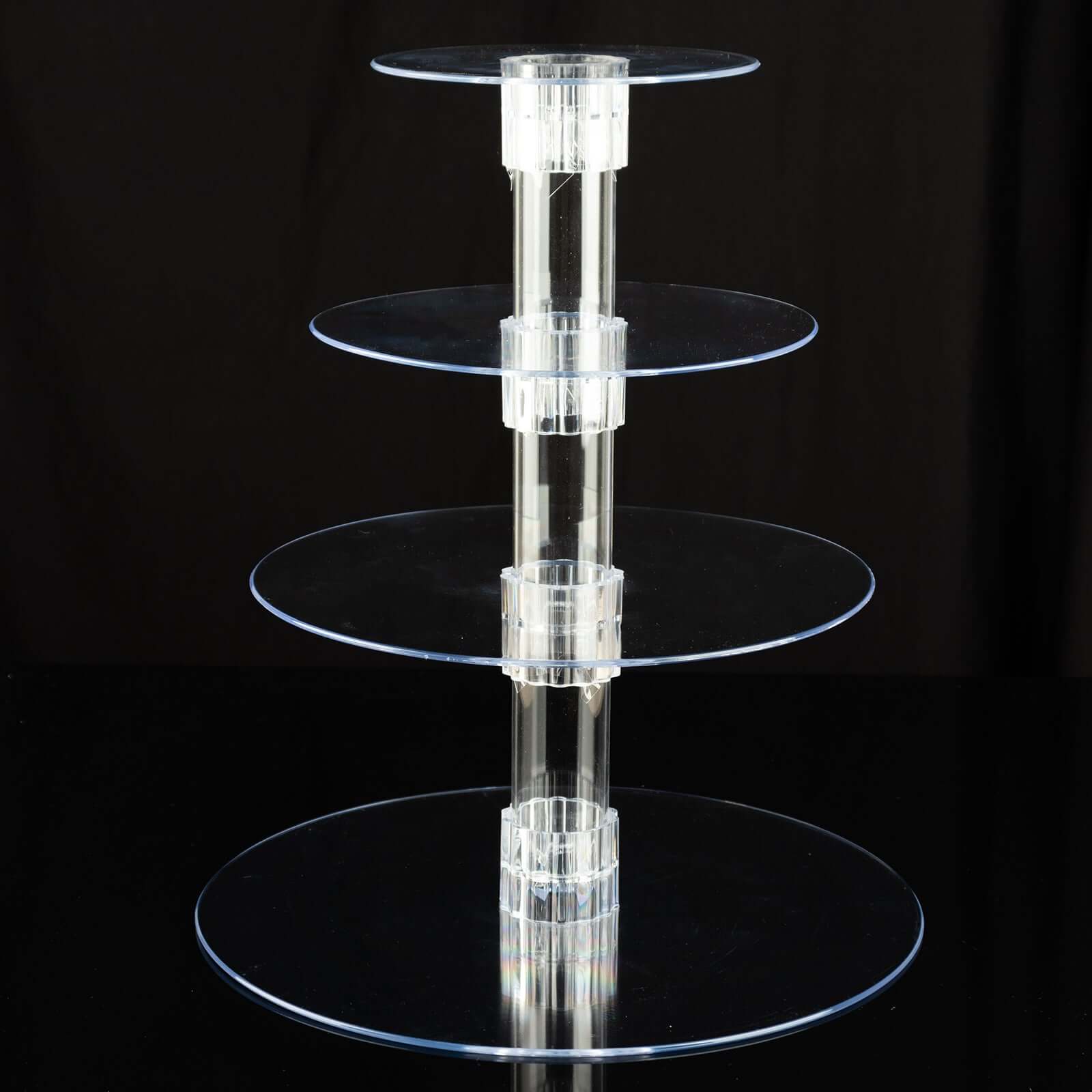 4-Tier Acrylic Round Cupcake Stand Clear - Buffet Party Tables 14"