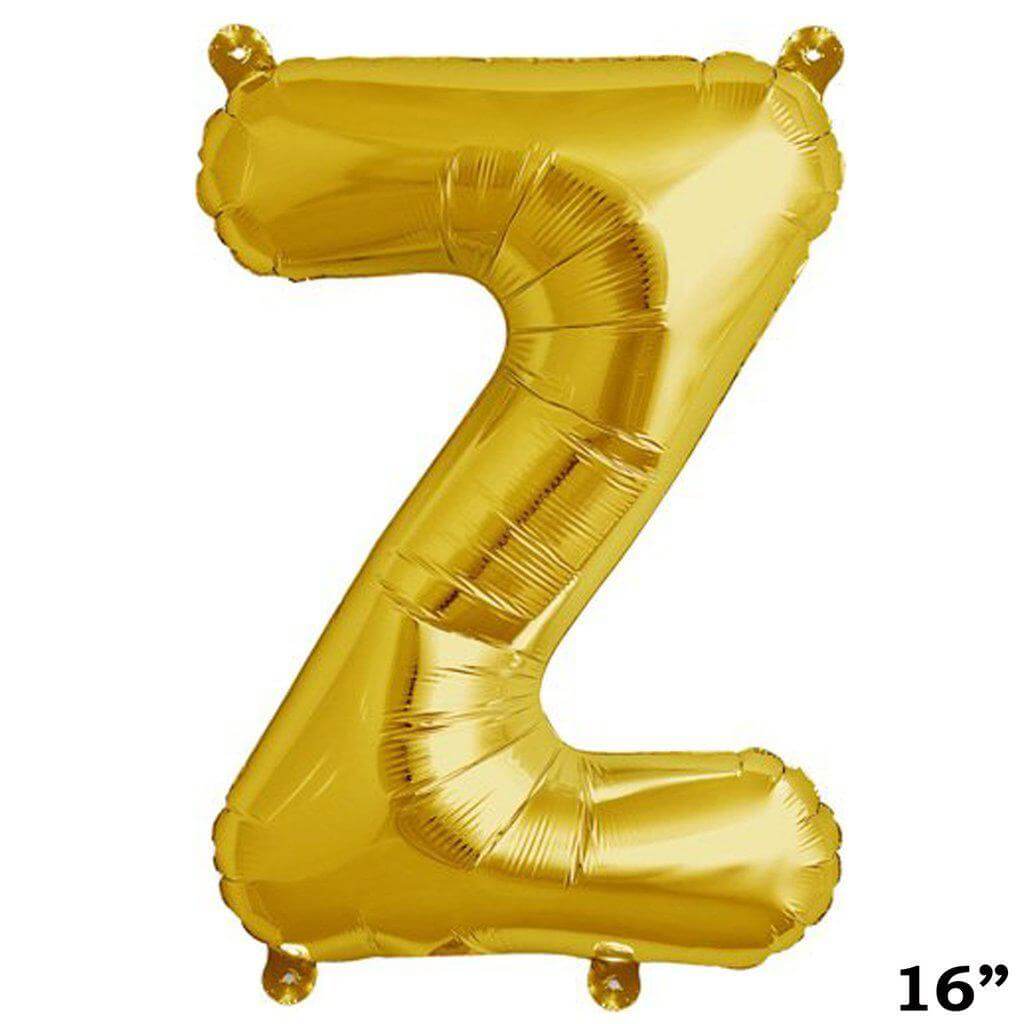 13" Gold Letter & Number Balloons, Shiny Metallic Mylar Foil Alphabet Balloons