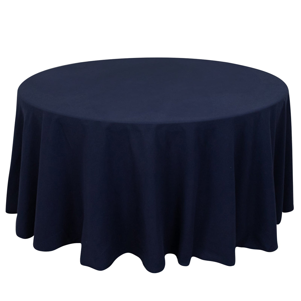 Cotton Blend 120" Round Tablecloth Navy Blue - Seamless Wrinkle-Resistant Table Cover