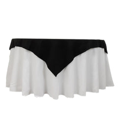 Cotton Blend 54"x54" Table Overlay Square Tablecloth Black - Wrinkle-Resistant Finish for Modern Table Settings
