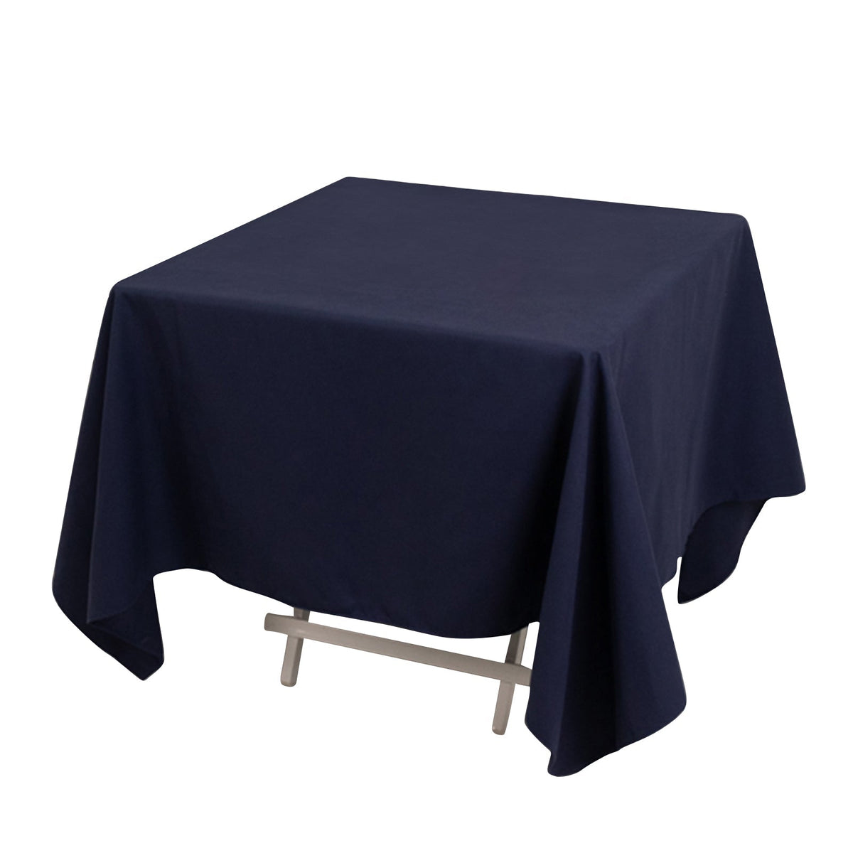 Cotton Blend 70"x70" Square Tablecloth Navy Blue - Wrinkle-Resistant Fabric Table Cover