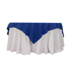 Cotton Blend 70"x70" Table Overlay Square Tablecloth Royal Blue - Wrinkle-Resistant Fabric Table Topper