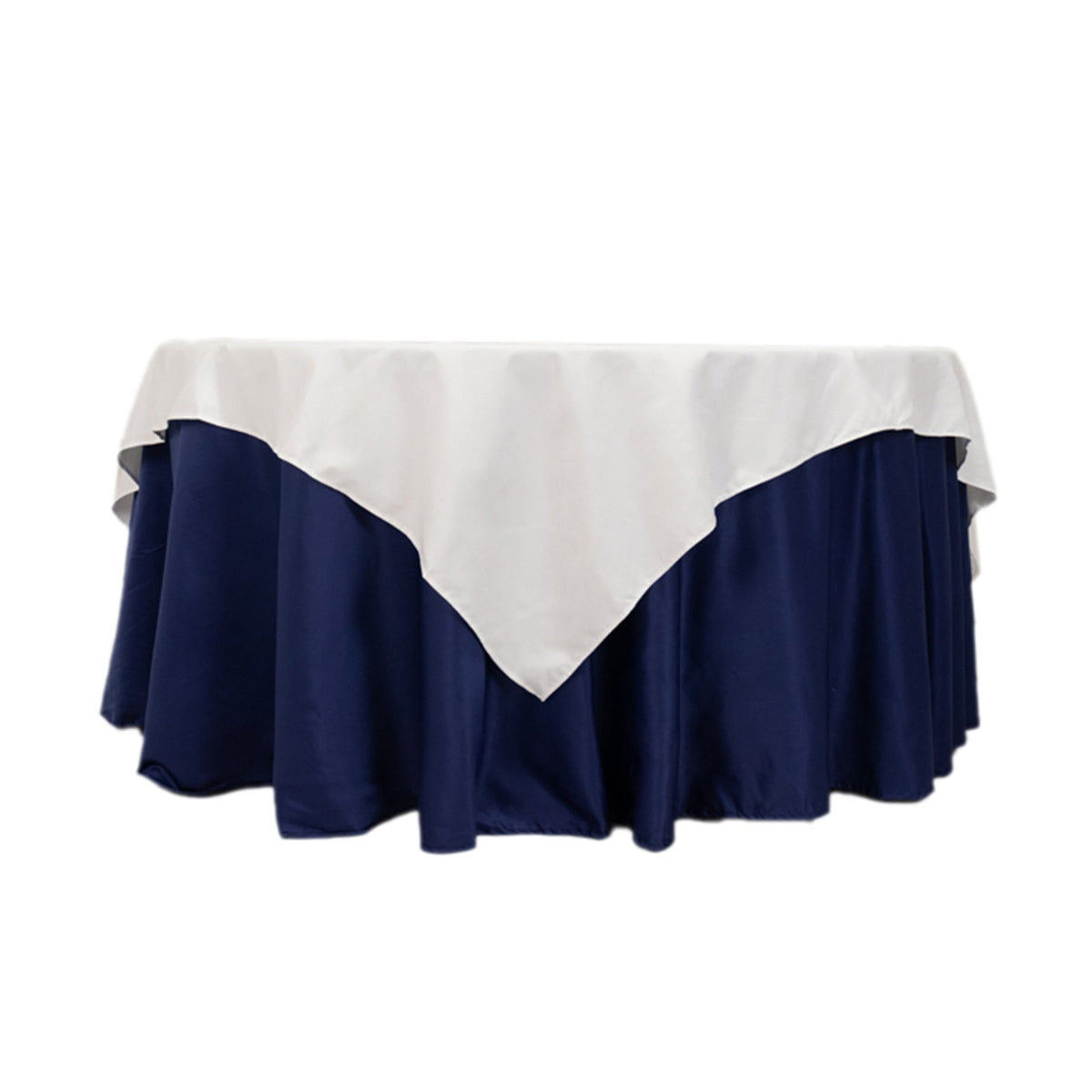 Cotton Blend 70"x70" Table Overlay Square Tablecloth White - Wrinkle-Resistant Fabric for Modern Table Decor