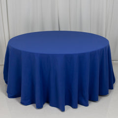 Cotton Blend 120" Round Tablecloth Royal Blue - Seamless Wrinkle-Resistant Table Cover