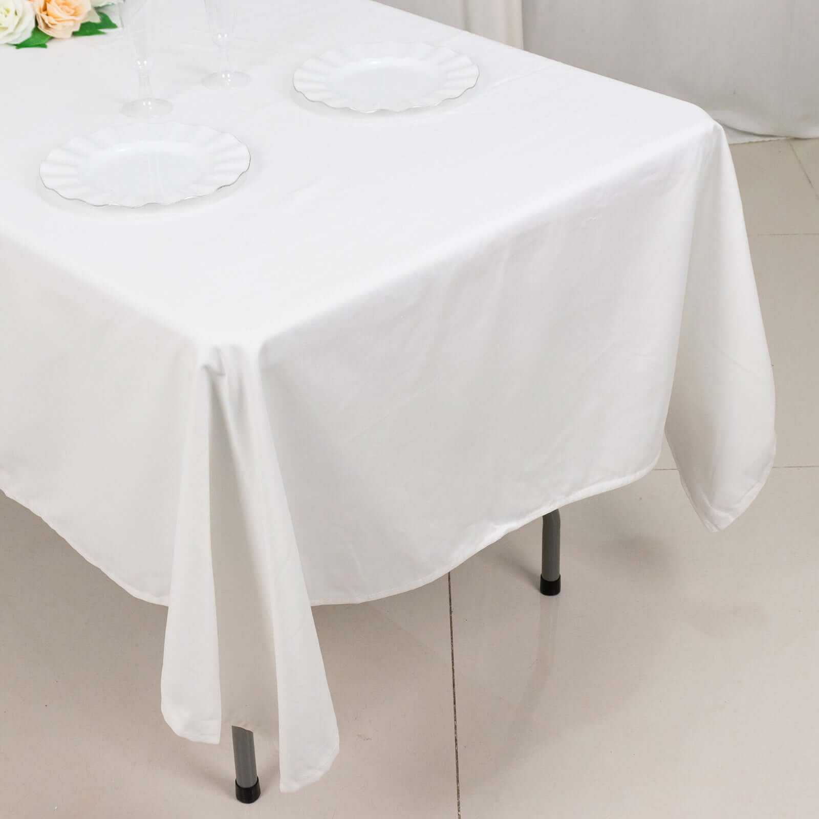 100% Cotton 60"x102" Rectangle Tablecloth White Linen - Soft & Breathable Table Cover