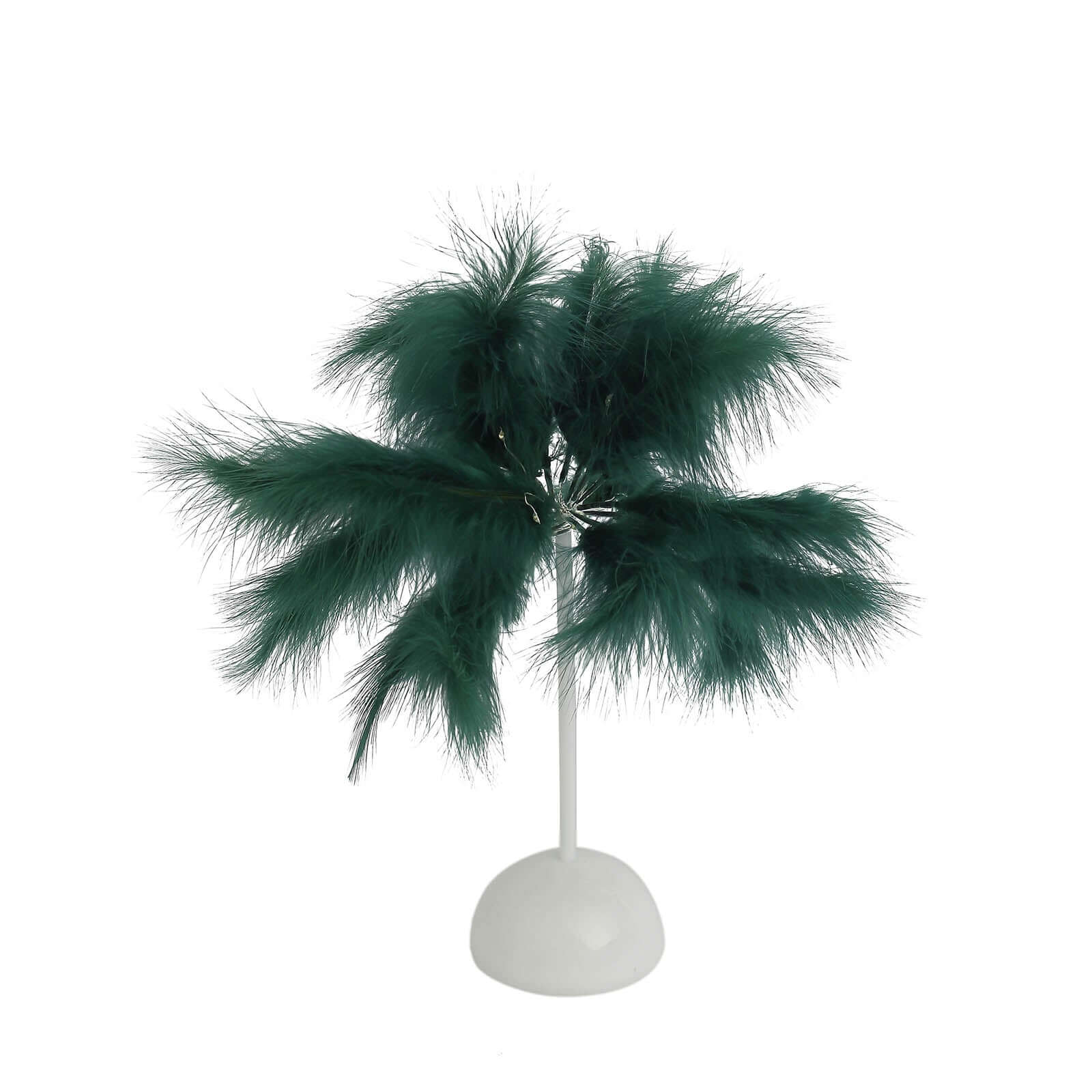 Table Lamp Feather Design Hunter Emerald Green LED Battery Operated - Cordless Wedding Centerpiece 15"