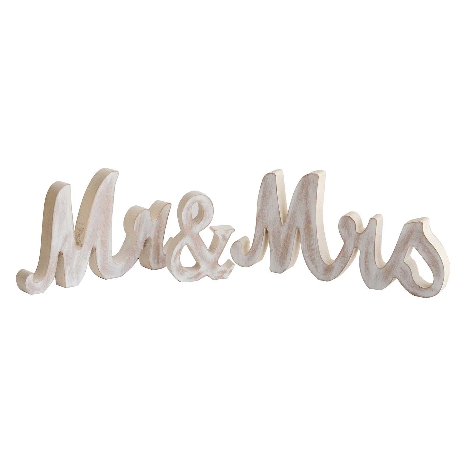 Wooden "Mr & Mrs" Freestanding Letters Whitewashed - Rustic Farmhouse Wedding Table Display Signs
