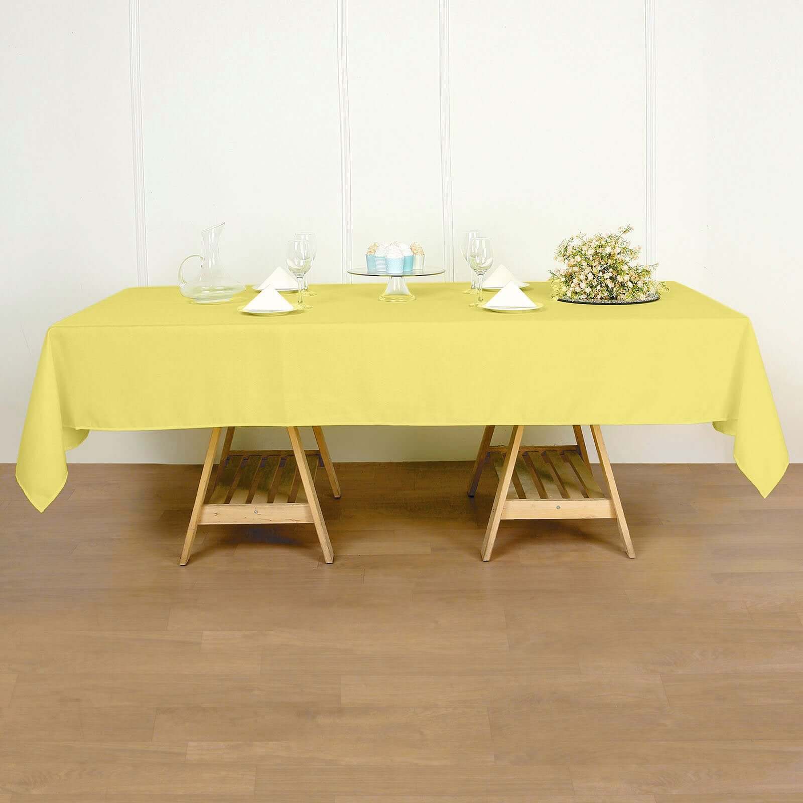Polyester 60"x102" Rectangle Tablecloth Yellow - Durable and Stylish Table Cover