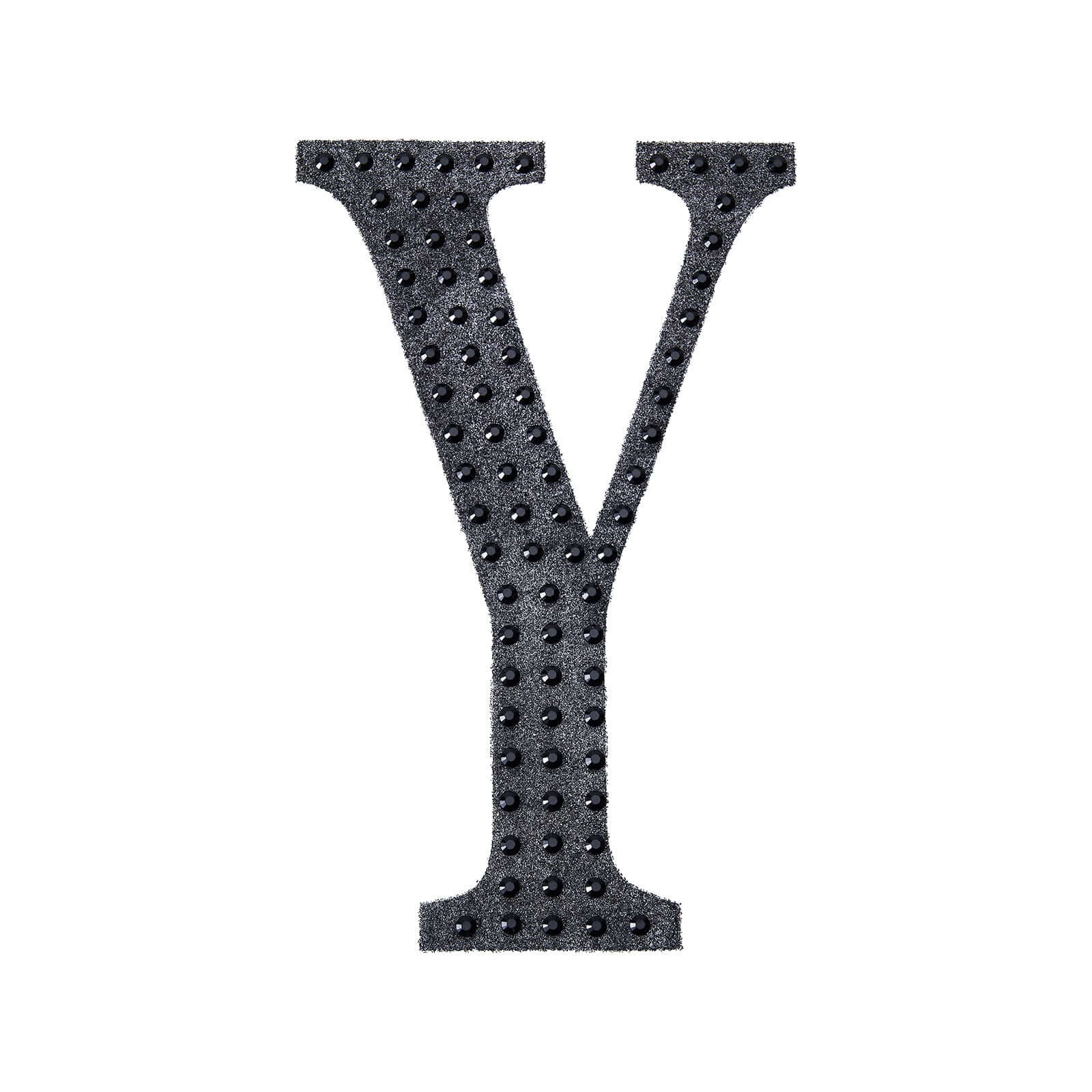Decorative Rhinestone Alphabet "Y" Letter Stickers, Glitter Adhesive Craft Letters Black DIY Sparkle Embellishments 6"