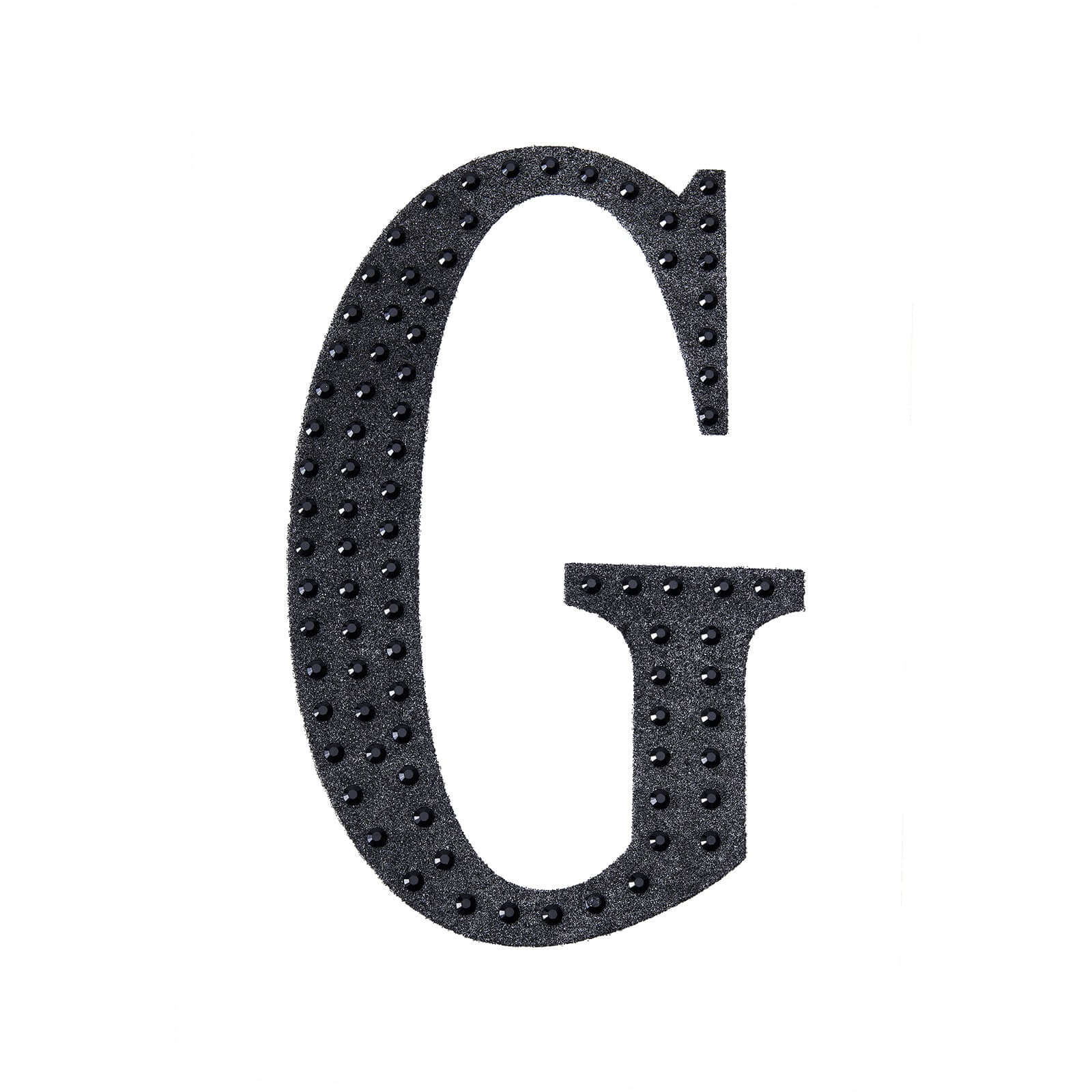 Decorative Rhinestone Alphabet "G" Letter Stickers, Glitter Adhesive Craft Letters Black DIY Sparkle Embellishments 8"