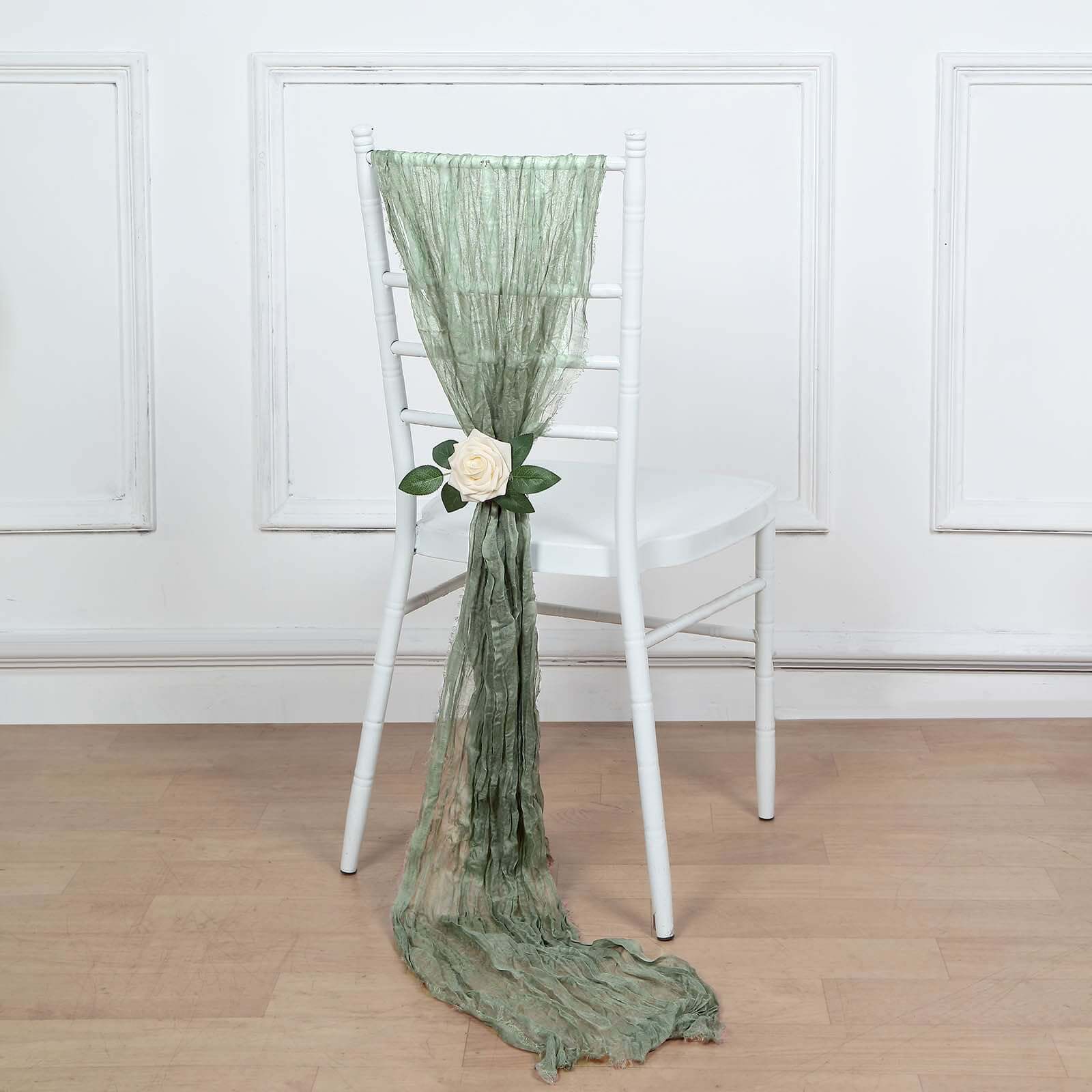 5 Pack Cheesecloth Gauze 16"x88" Chair Sashes Dusty Sage Green - Boho Chair Decorations