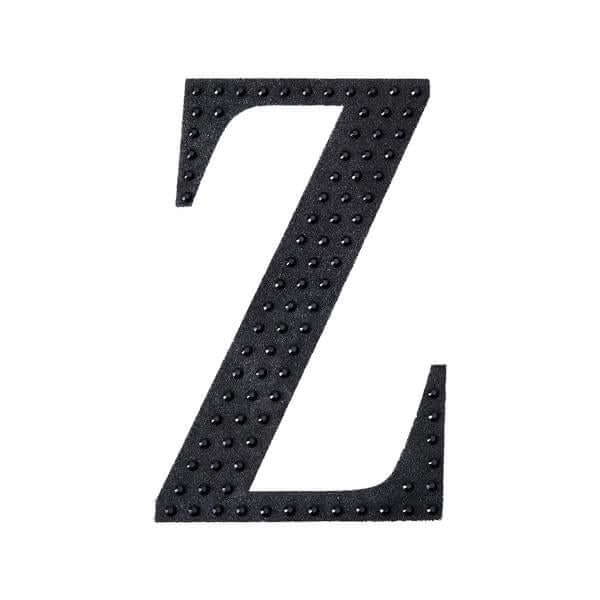 Decorative Rhinestone Alphabet "Z" Letter Stickers, Glitter Adhesive Craft Letters Black DIY Sparkle Embellishments 8"