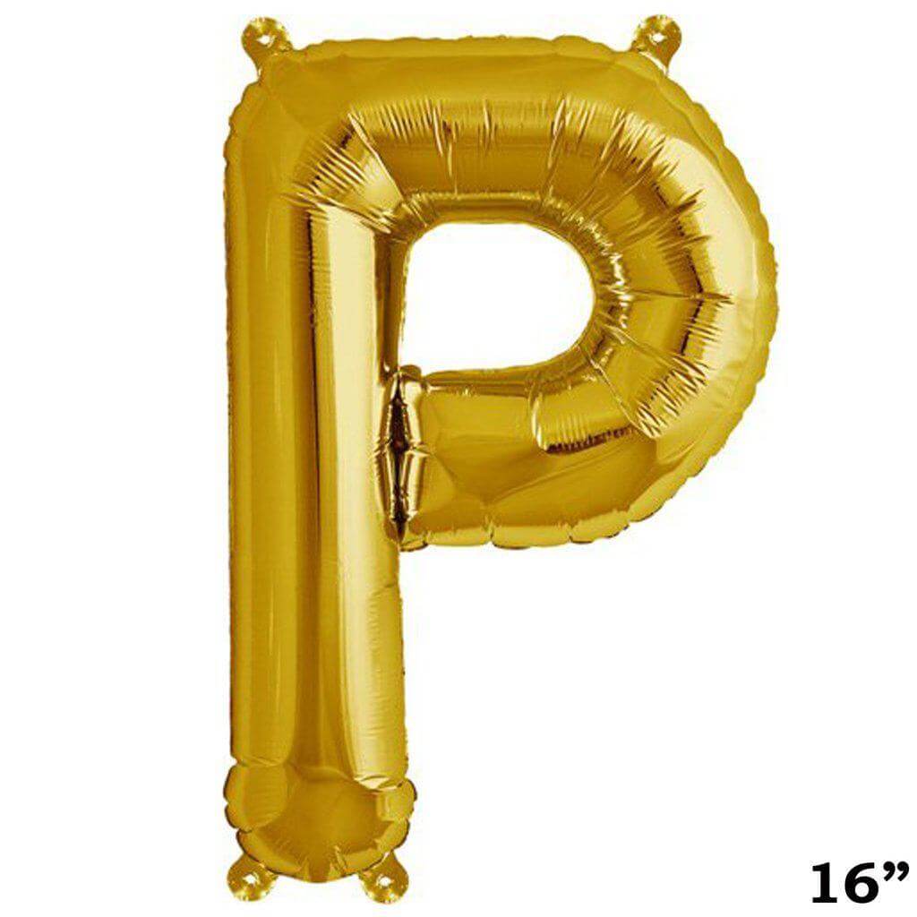 13" Gold Letter & Number Balloons, Shiny Metallic Mylar Foil Alphabet Balloons