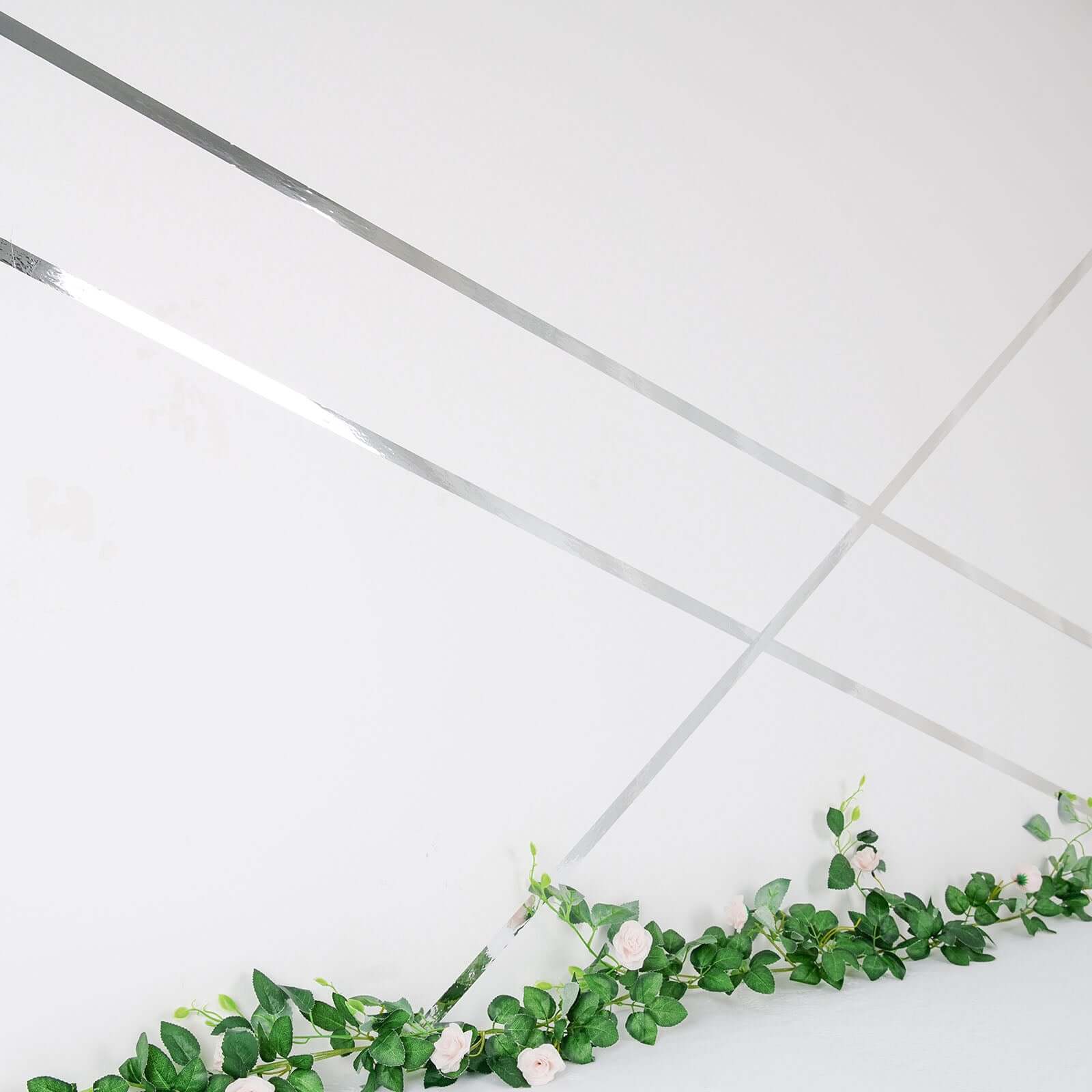 100 Yds 3/4" Silver Metallic Film Tape Adhesive, DIY Floral Wrap Craft Decor Tape - Polyester with Acrylic