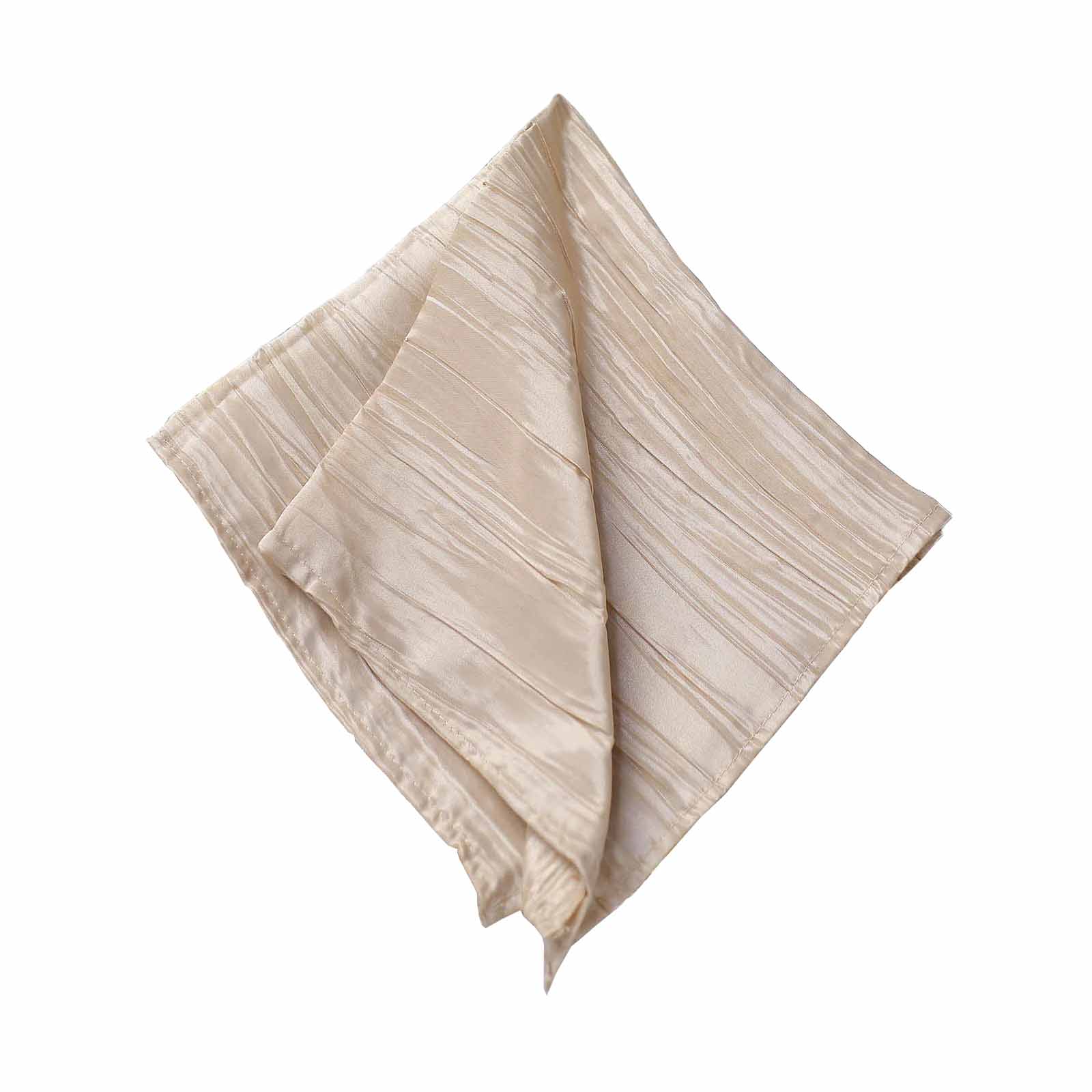 5 Pack Taffeta 20"x20" Napkins Beige - Accordion Crinkle Dinner Napkins