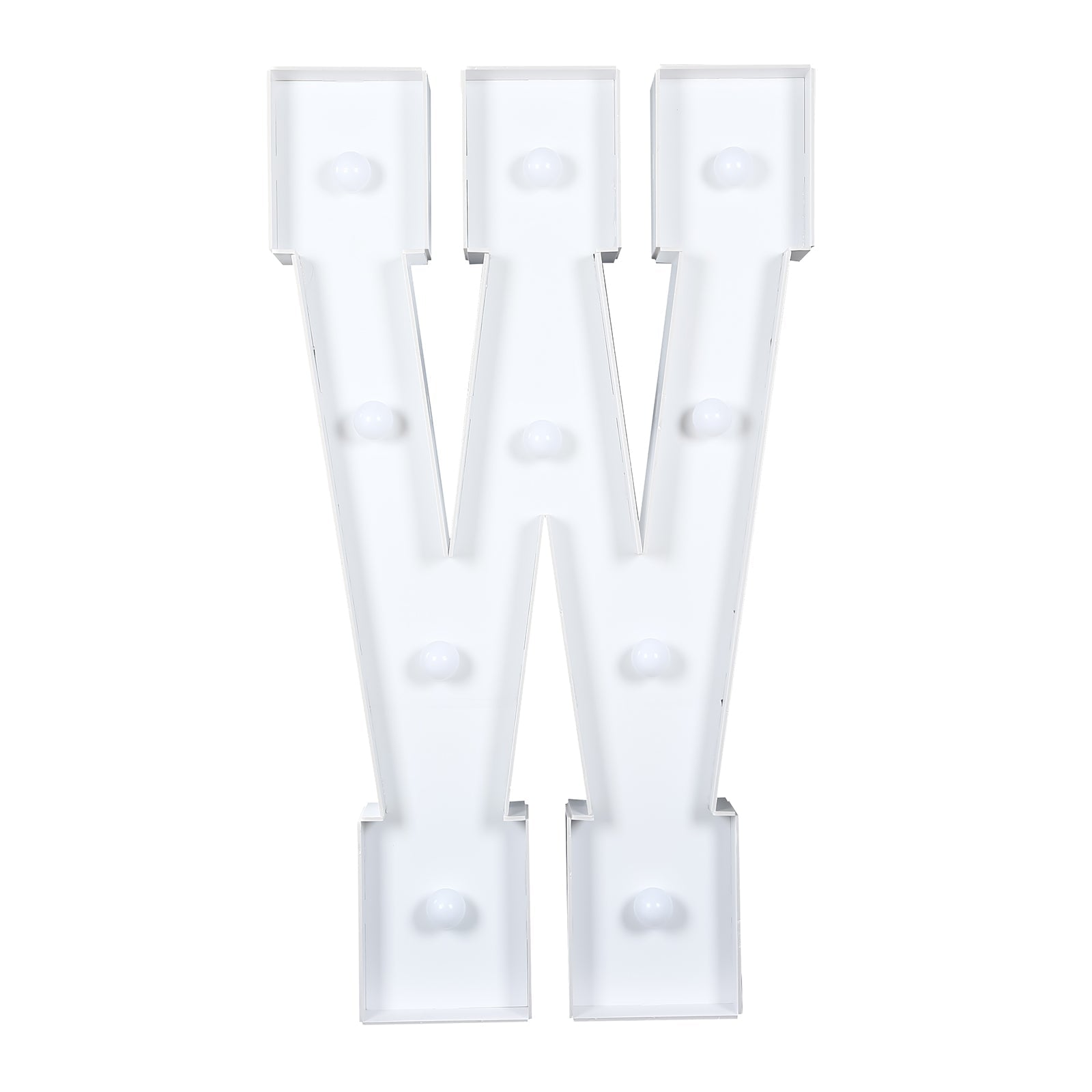 Giant LED Marquee Light Up Letter "W", White 4ft Pre-Cut Foam Board with 10 Warm White Battery Operated LEDs, Glue Gun and Sticks