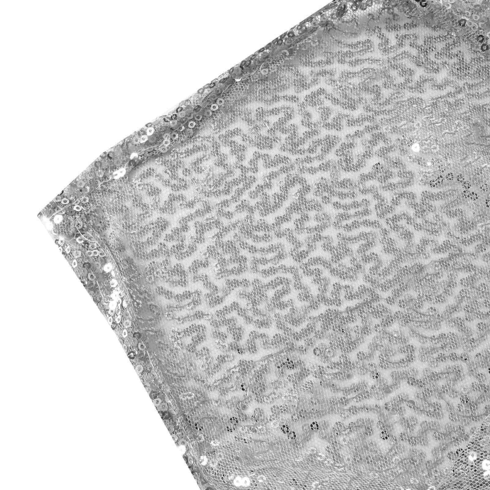 Sequin 90"x156" Rectangle Tablecloth Silver - Seamless Twinkling Table Cover