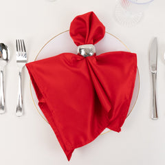 5 Pack Lamour Satin 20"x20" Napkins Red - Soft Matte Finish Dinner Napkins