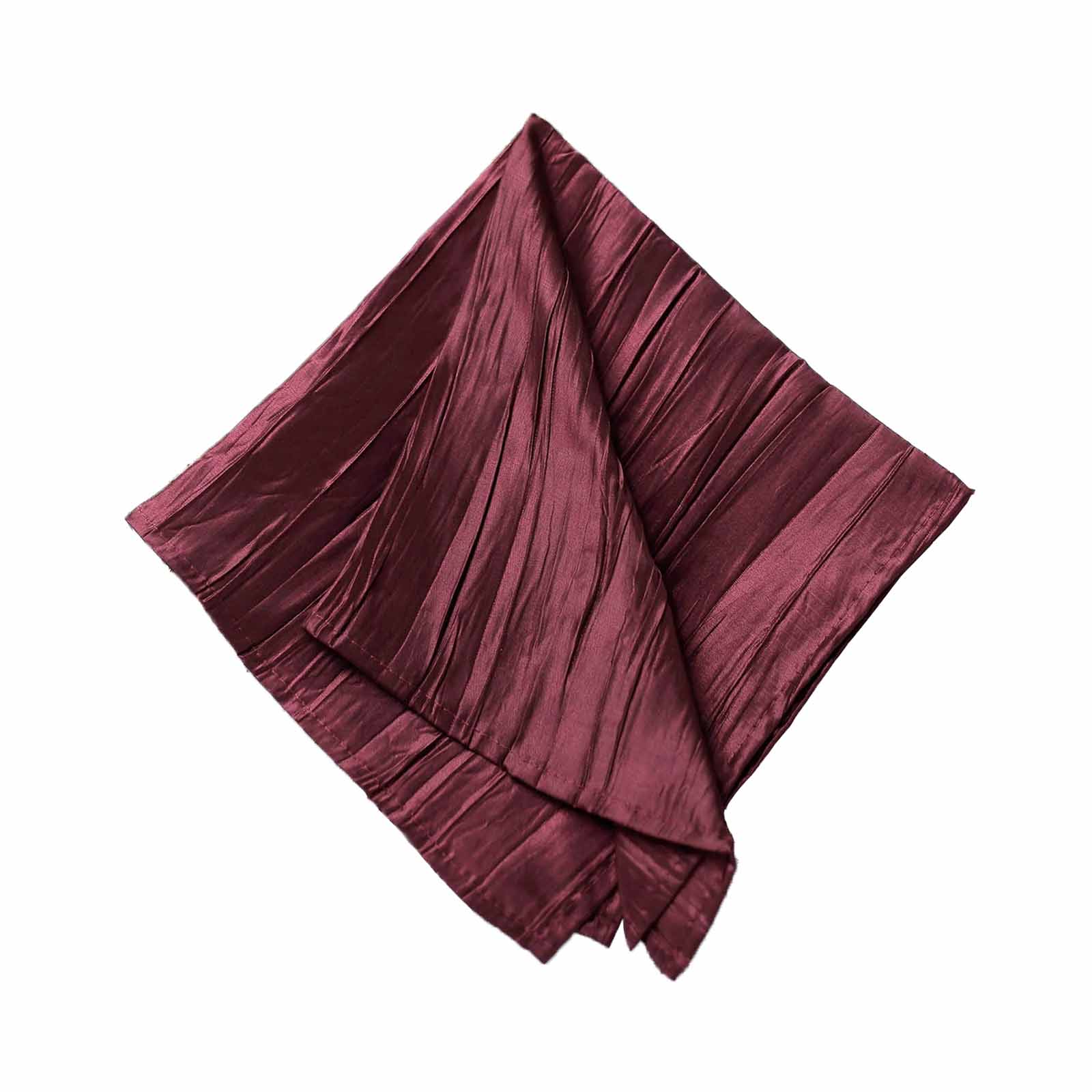 5 Pack Taffeta 20"x20" Napkins Burgundy - Accordion Crinkle Dinner Napkins