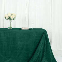 Taffeta 90"x156" Rectangle Tablecloth Hunter Emerald Green - Accordion Crinkle Seamless Table Cover