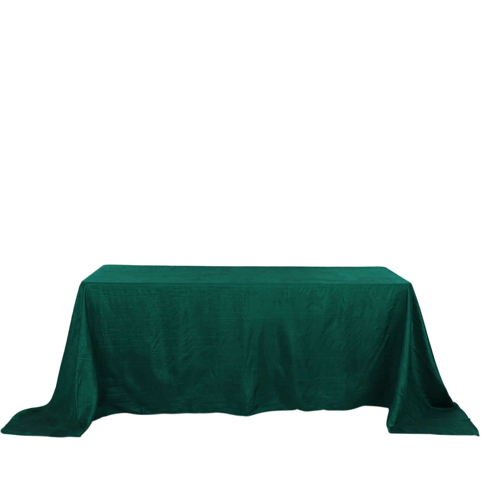 Taffeta 90"x132" Rectangle Tablecloth Hunter Emerald Green - Seamless Accordion Crinkle Table Cover