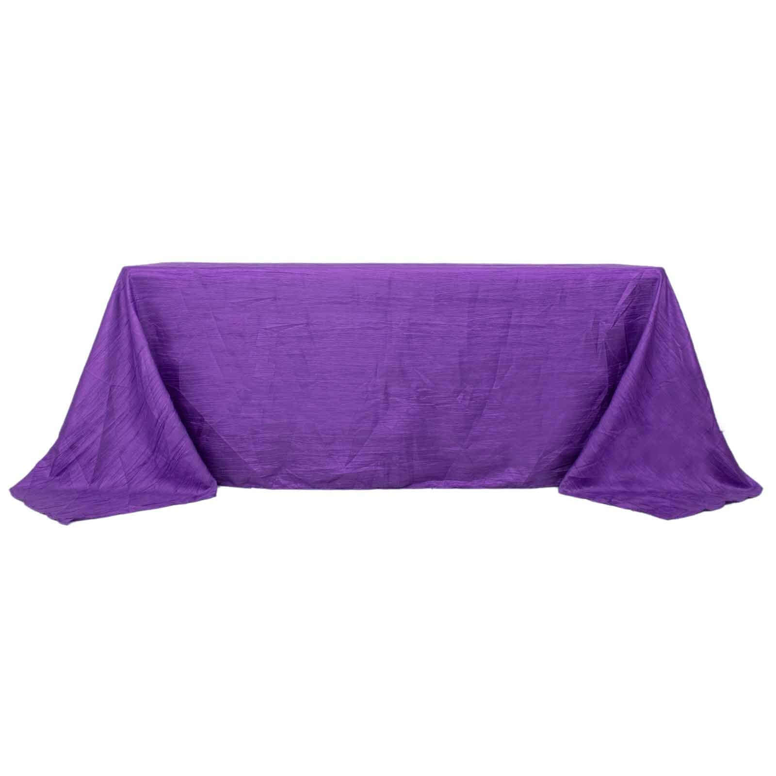 Taffeta 90"x132" Rectangle Tablecloth Purple - Seamless Accordion Crinkle Table Cover