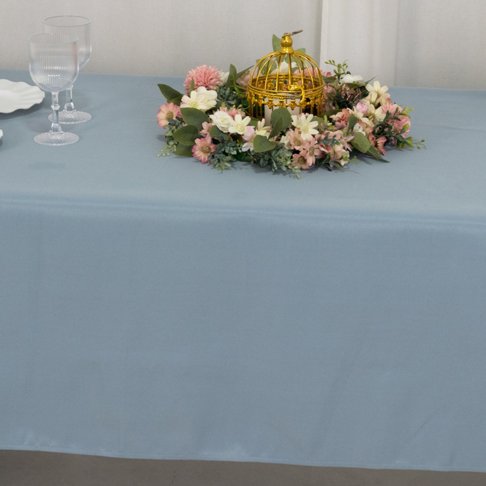 Premium Polyester 60"x126" Rectangle Tablecloth Dusty Blue - Stain-Resistant 220GSM Finish Table Cover